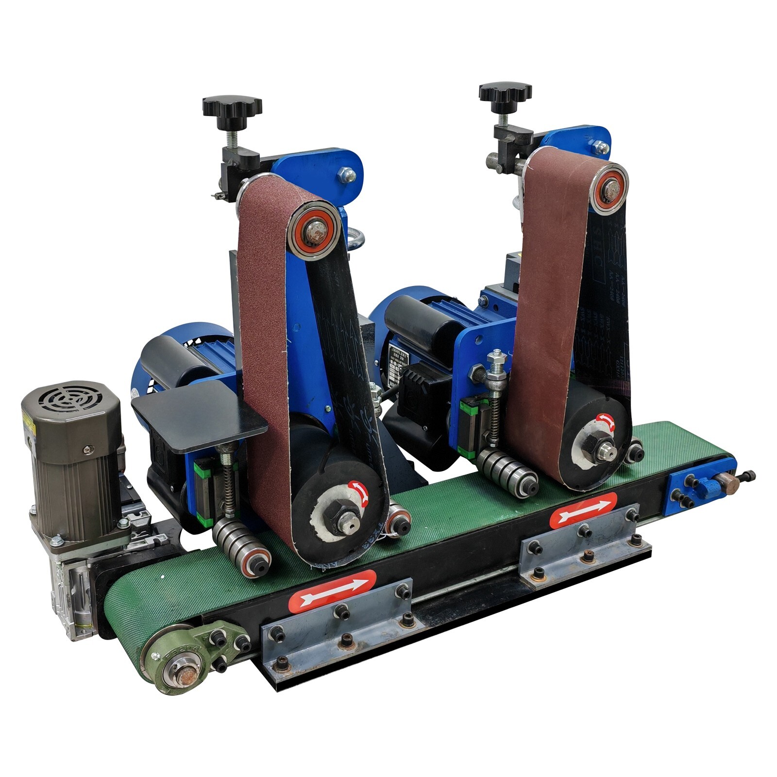 2Station Belt Sander220V Flat Rust Drawing Deburring Polishing Grinder Sharpener