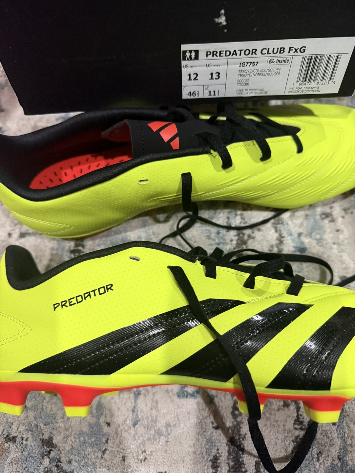 Adidas Predator Club IG7757 Men 12  Yellow Flexible Ground Football Boots TF2881