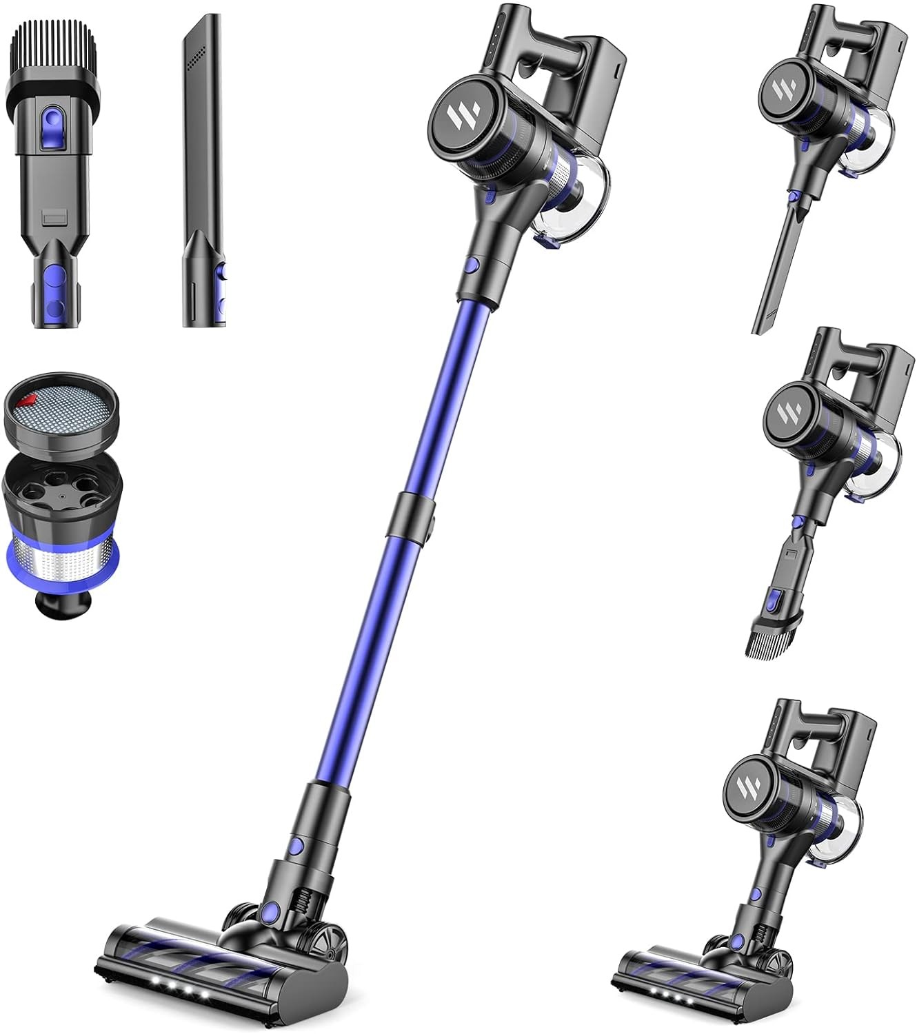 TVWIO Cordless Stick Vacuum Cleaner with 23Kpa Super Suction, 80000 RPM - PURPLE