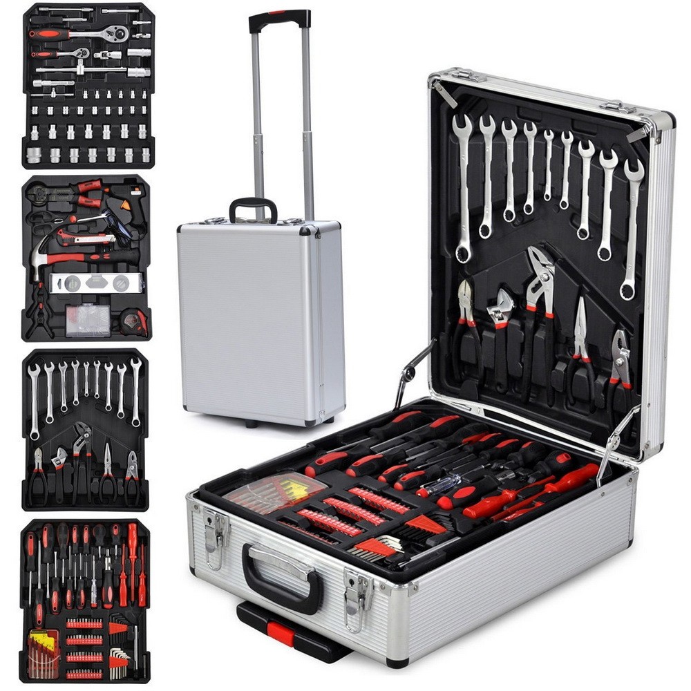 799Pcs Tool Set Silver Aluminum Trolley Storage Case