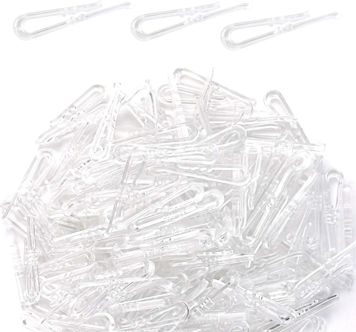 200pcs Clear Plastic U-Shape Alligator Clips Clothespins Fabric Holding Clips