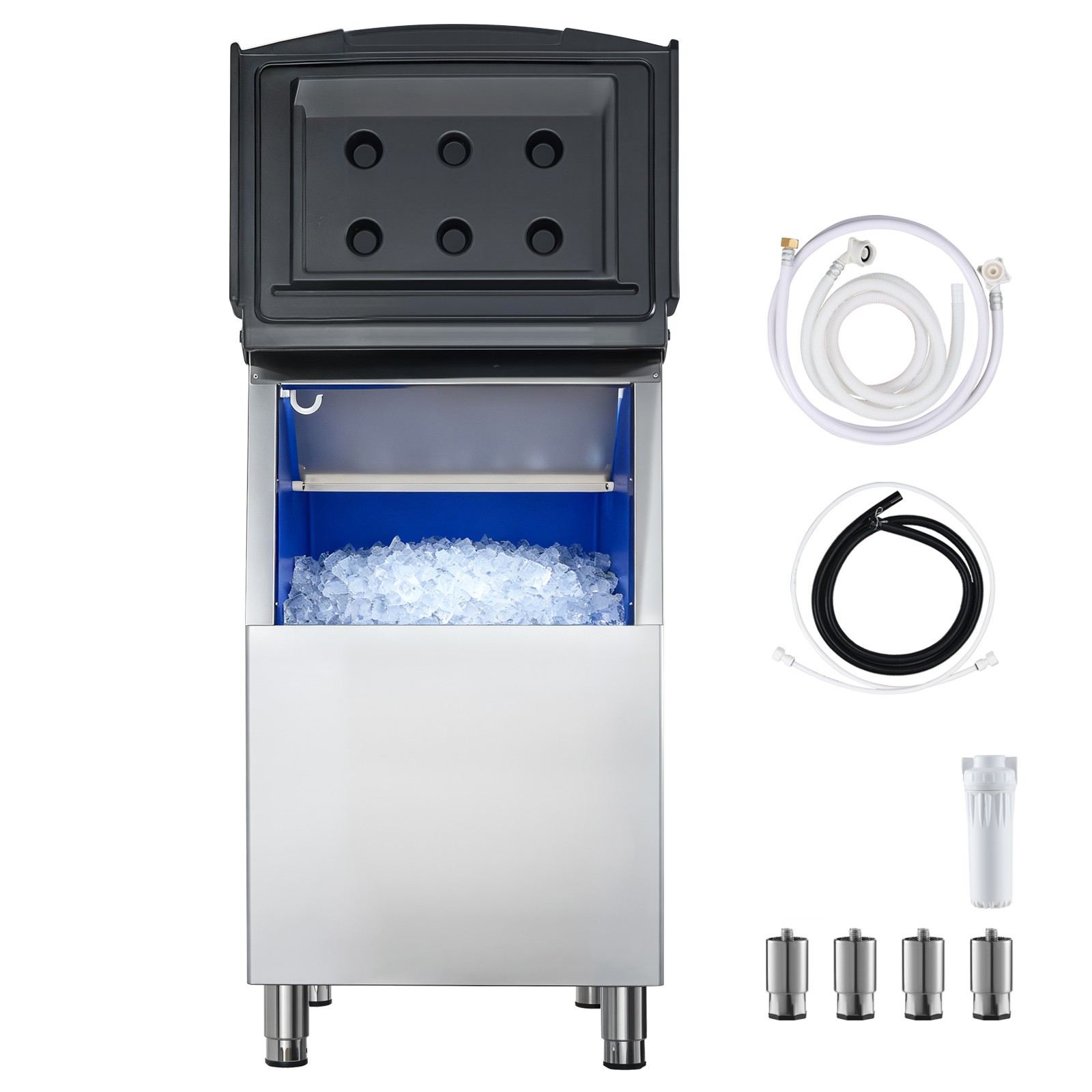 Uimoso Commercial Ice Maker Storage Bin 250lbs Capacity Durable Stainless Steel