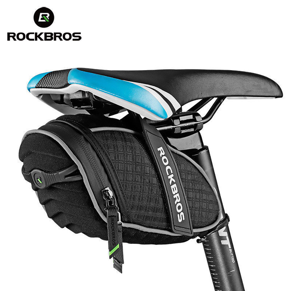 ROCKBROS Rear bags Rainproof Saddle Seat Bag Reflective Rear Seatpost Bag Black