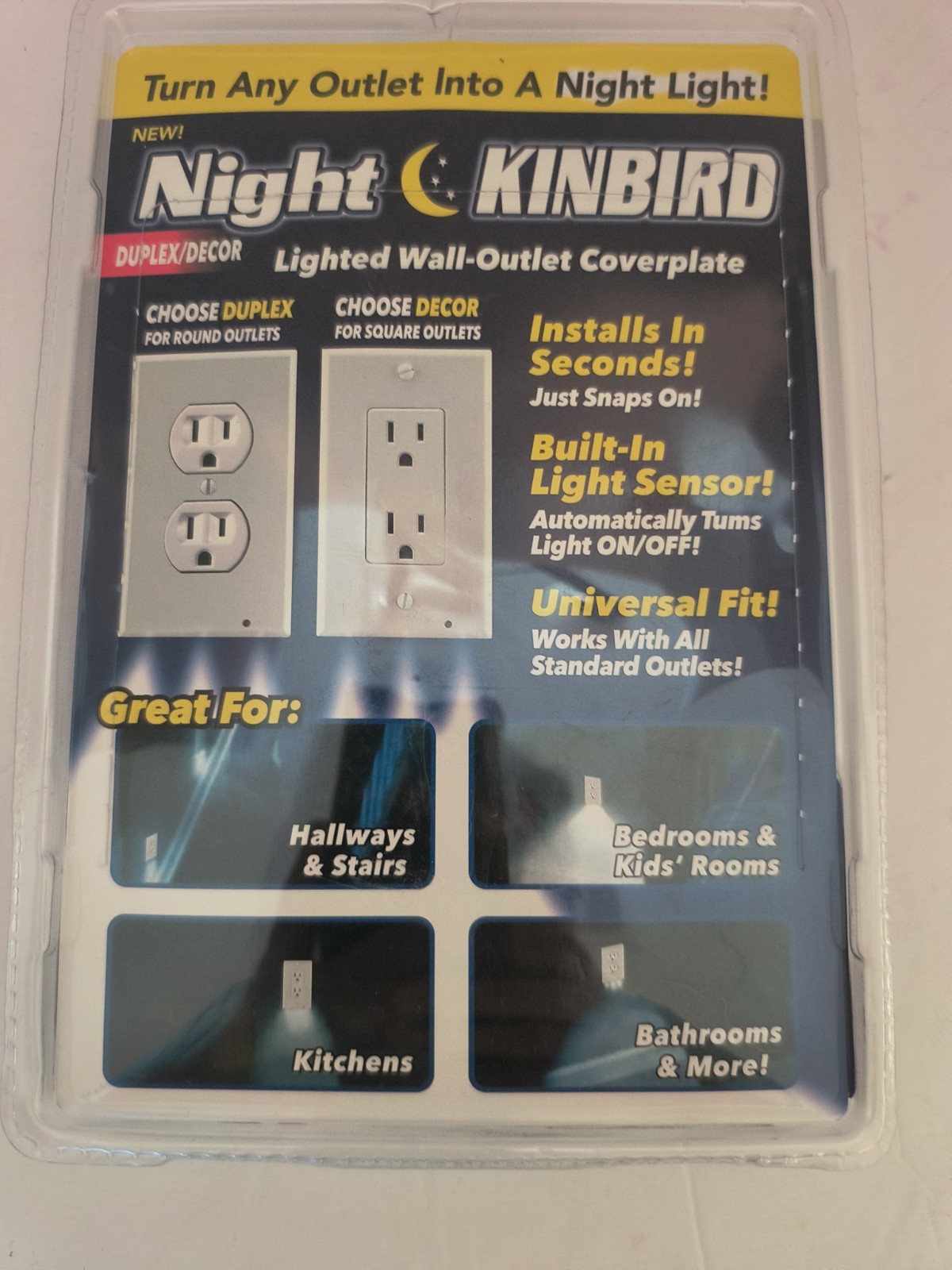GENUINE NIGHT KINBIRD, LIGHTED WALL OUTLET Night Light, NEW