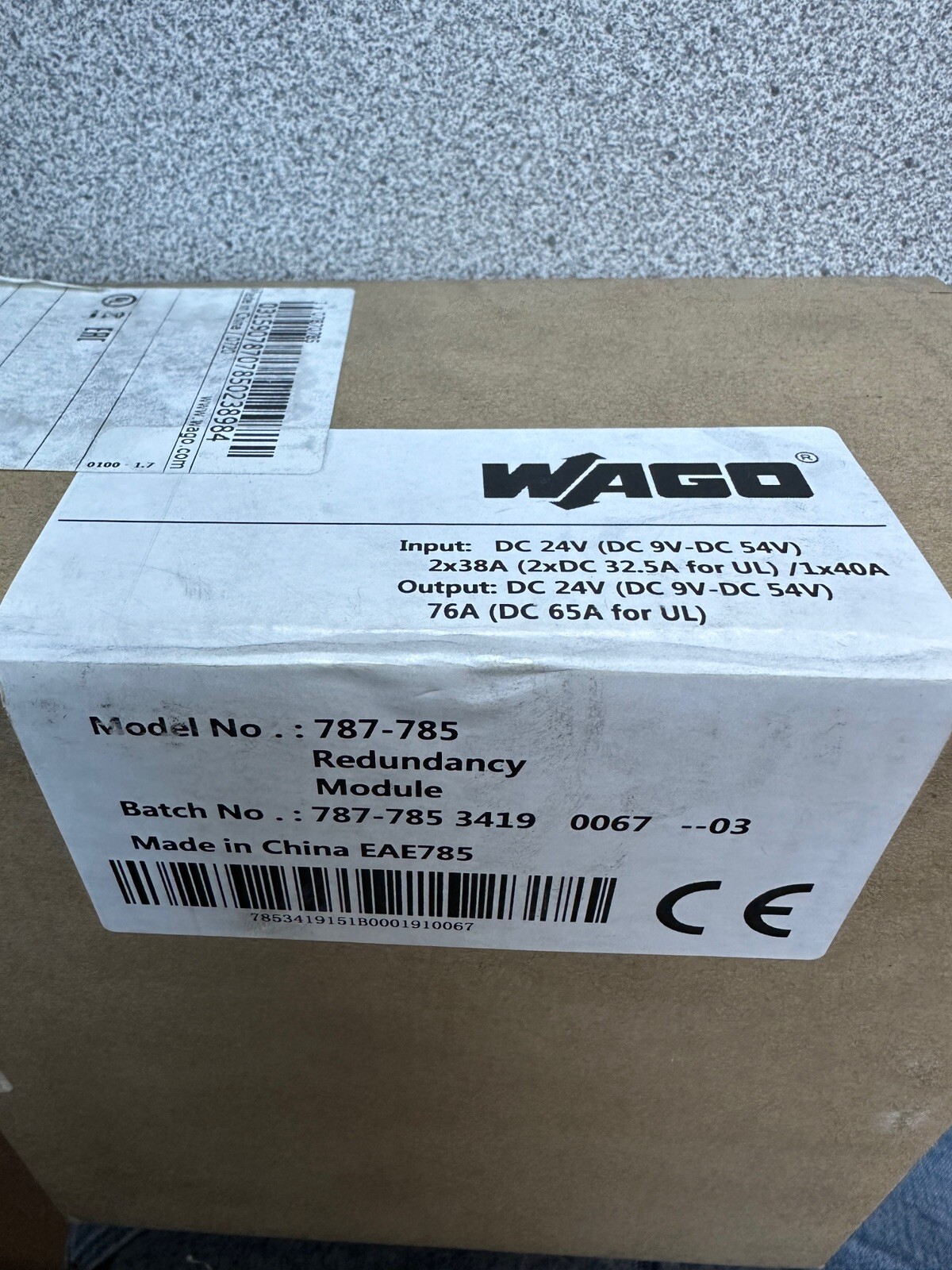 NEW Wago 787-785 Diode redundancy module; output voltage 24 VDC; 40 A