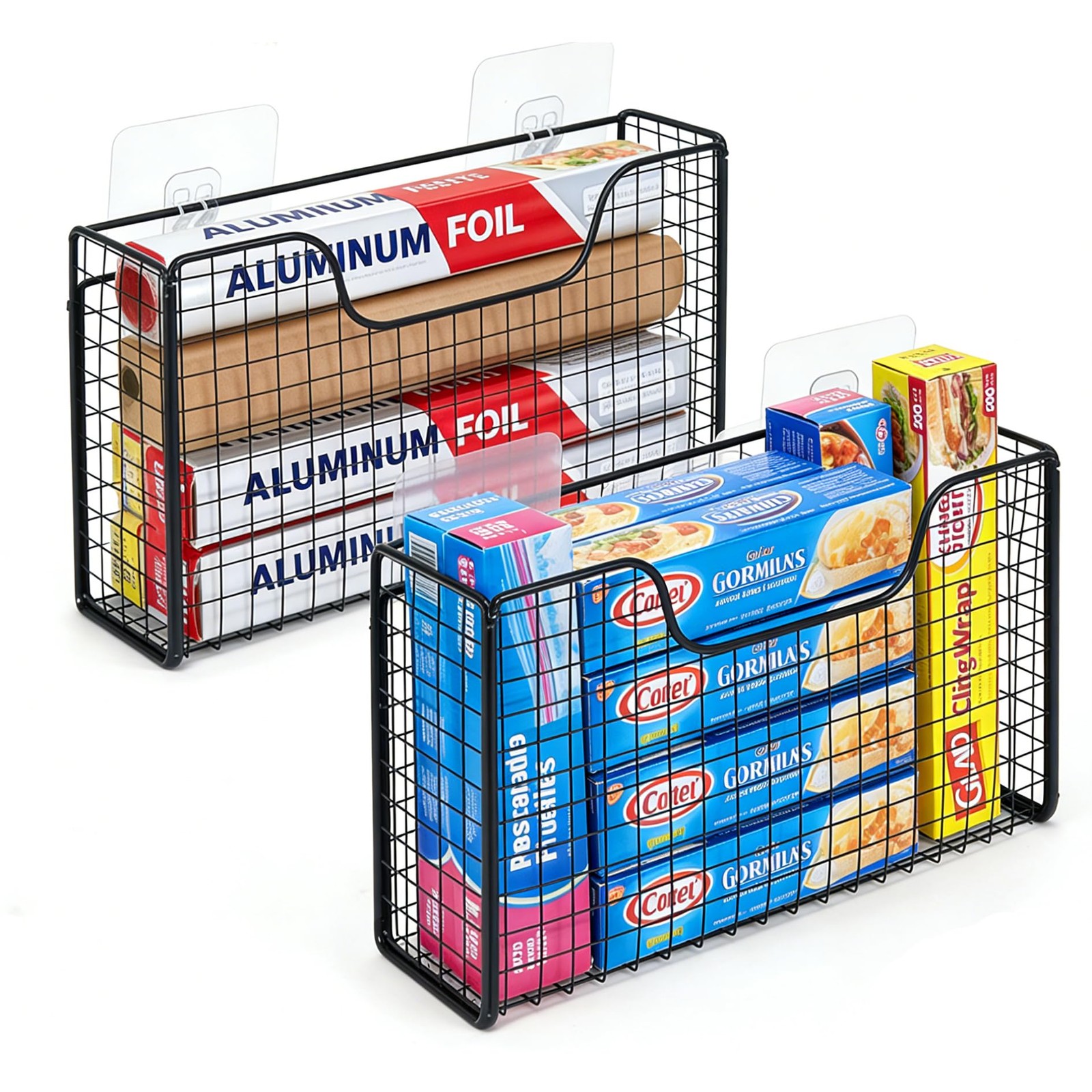 2 Pack Aluminum Foil Organizer, Foil and Plastic Wrap Organizer, Pantry Kitch...