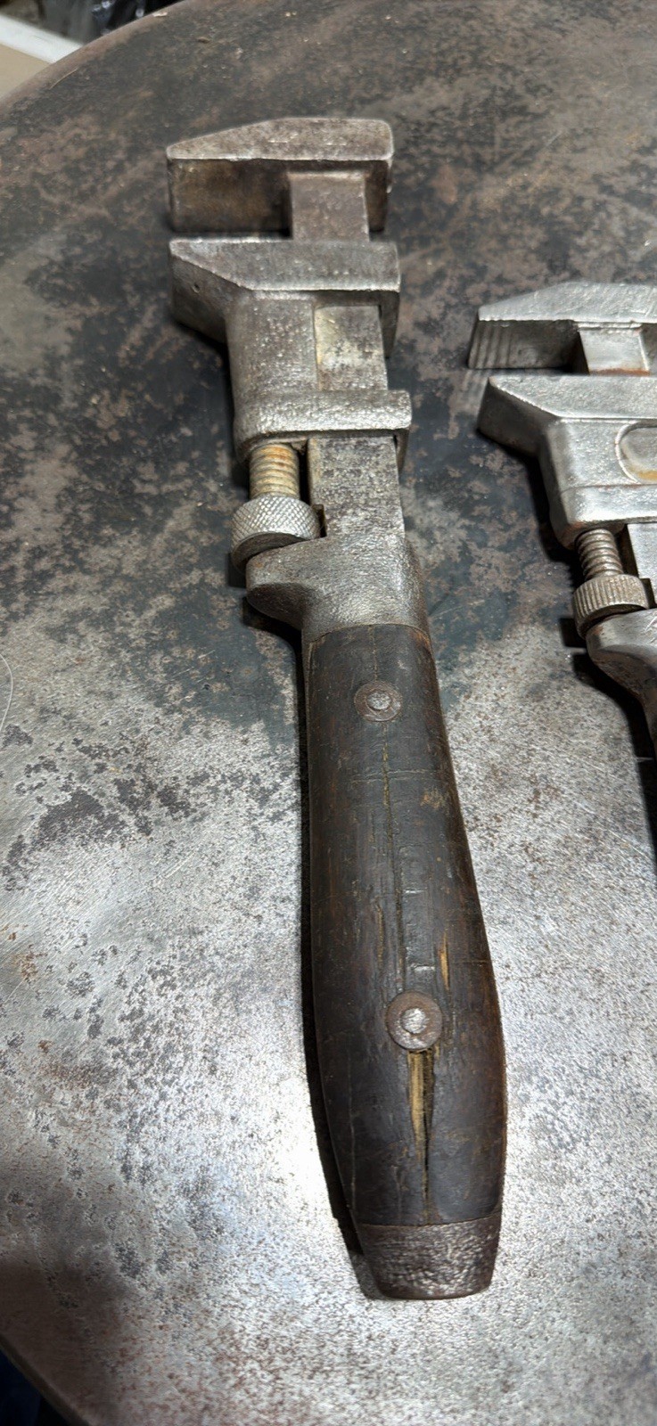 4 Pc Antique Wooden Handle Pipe / Monkey Wrench (dated 1896!) Collection