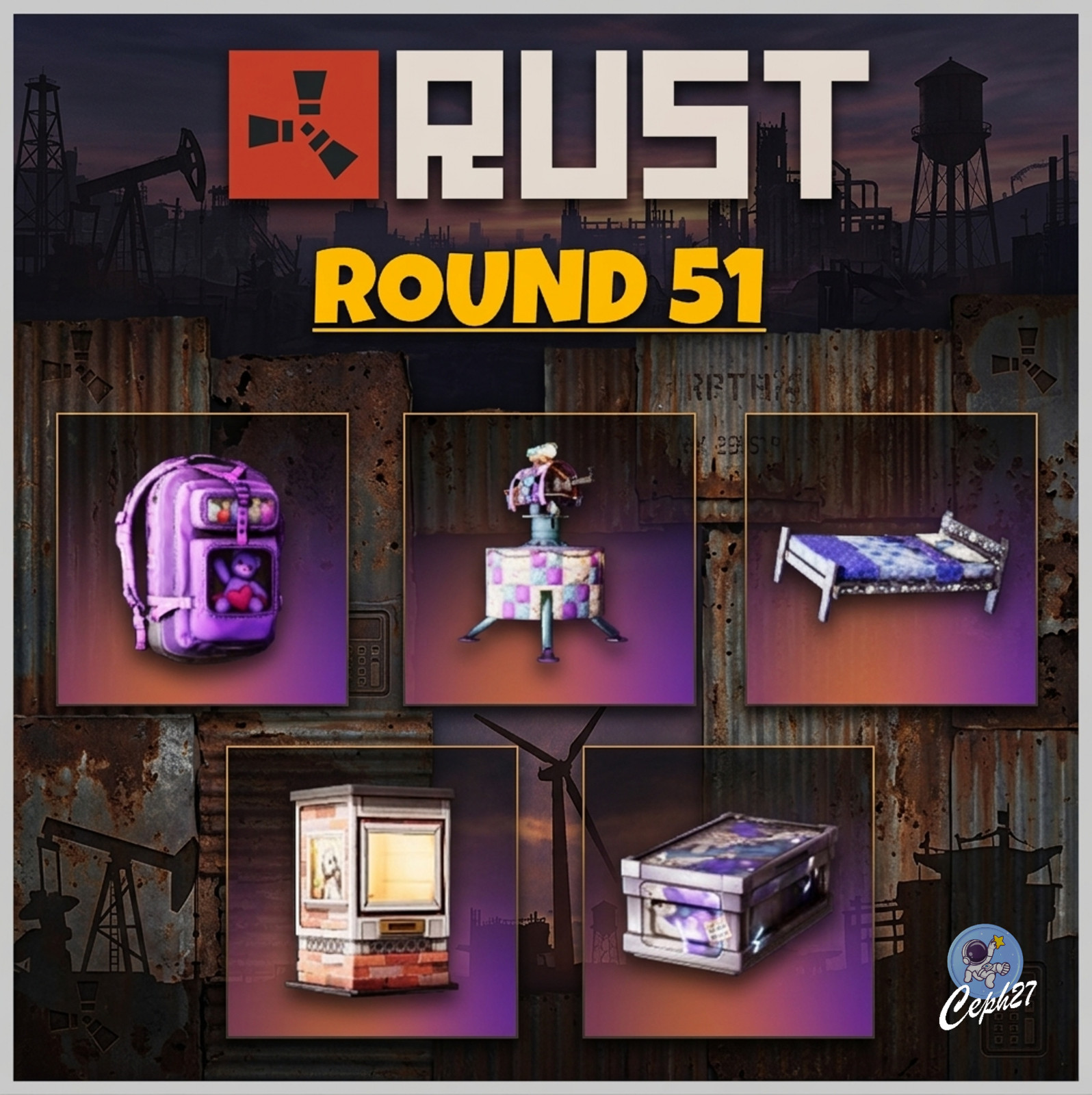 Rust Twitch Drops - Round 51 - Charity '26 - ALL 5/5 Items/Skins