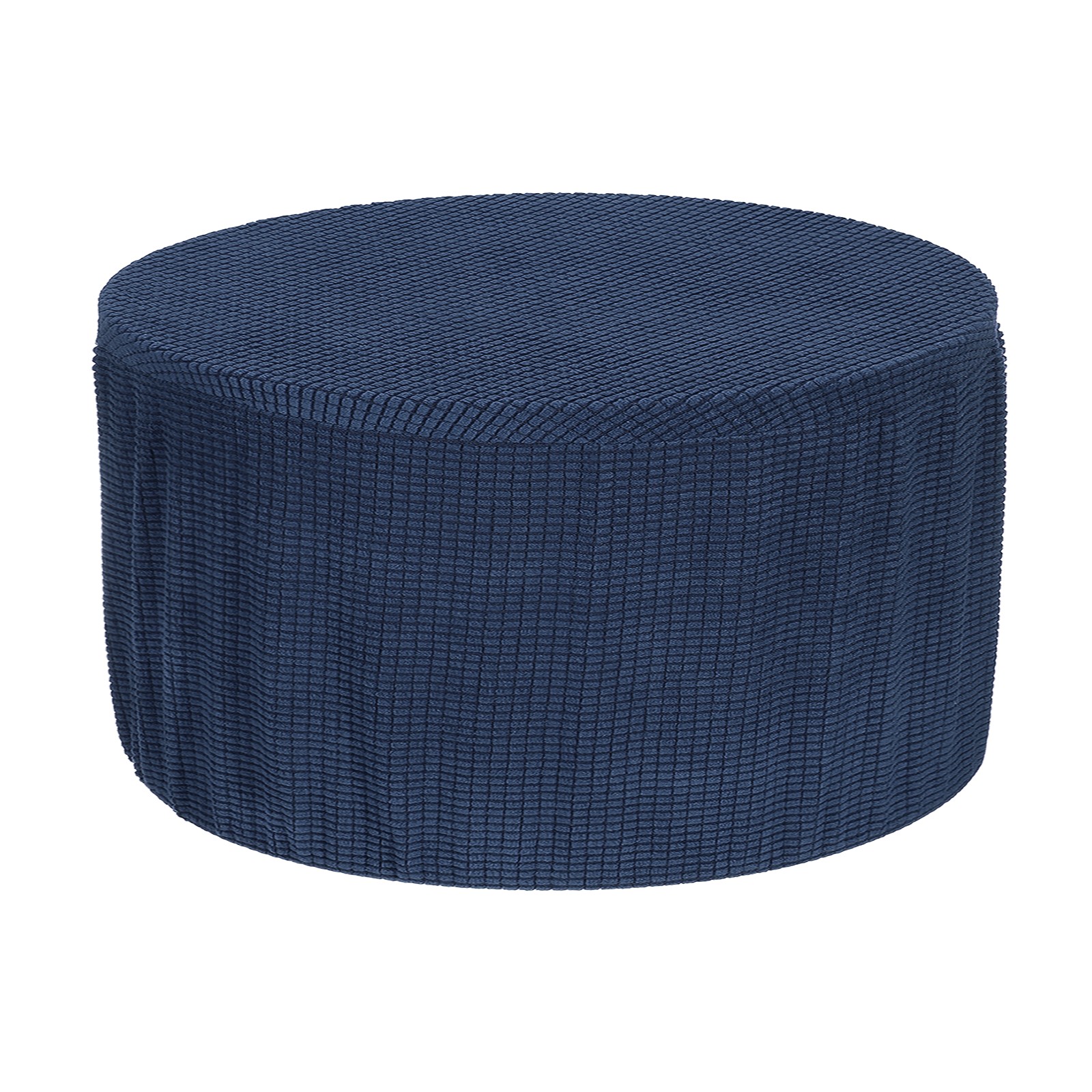 Round Footstool Slipcover, Foot Stool Protector Covers(X-Large, Navy Blue)
