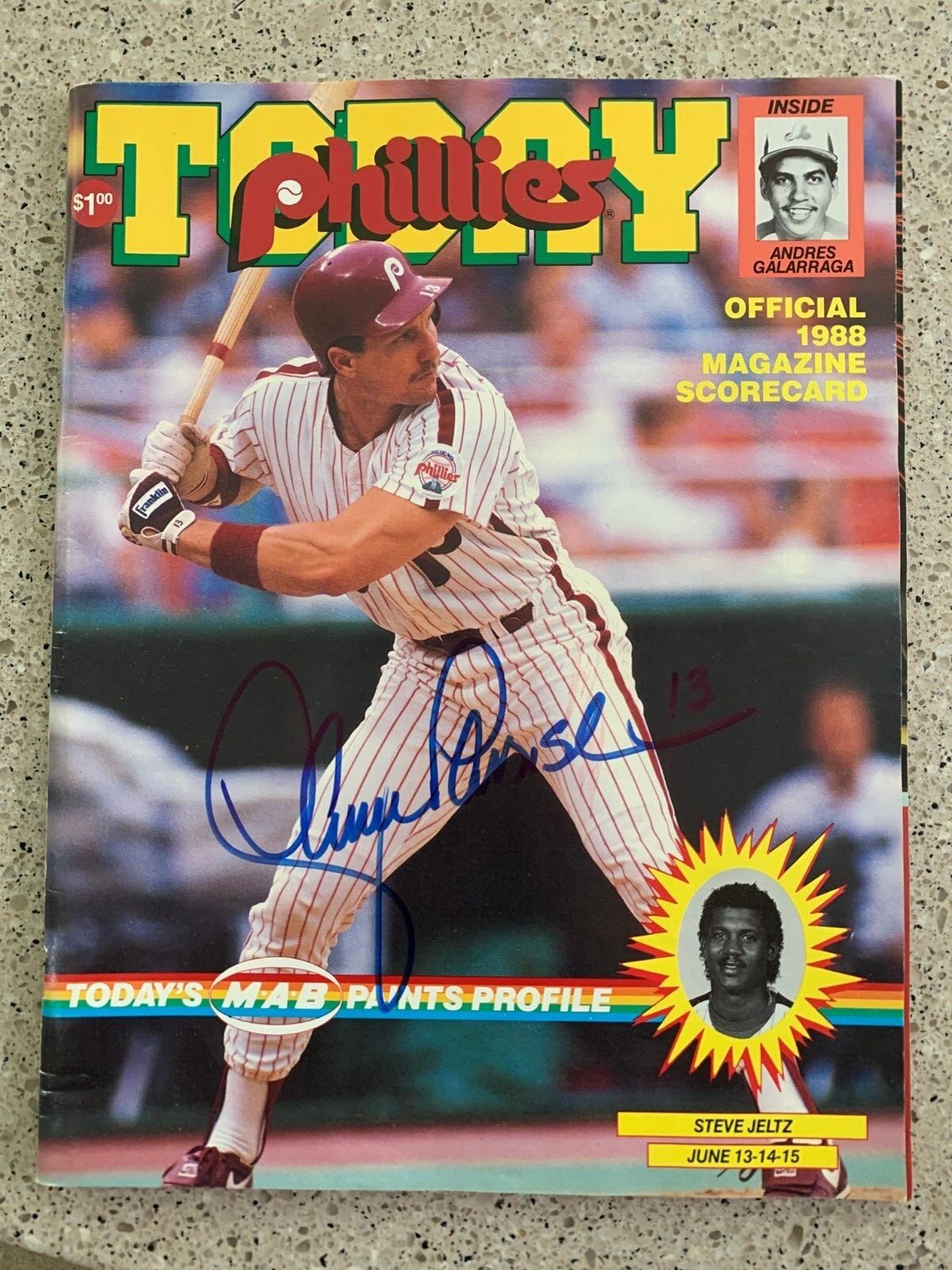 LANCE PARRISH SIGNED 1988 PHILADELPHIA PHILLIES VINTAGE MAGAZINE COA RARE!