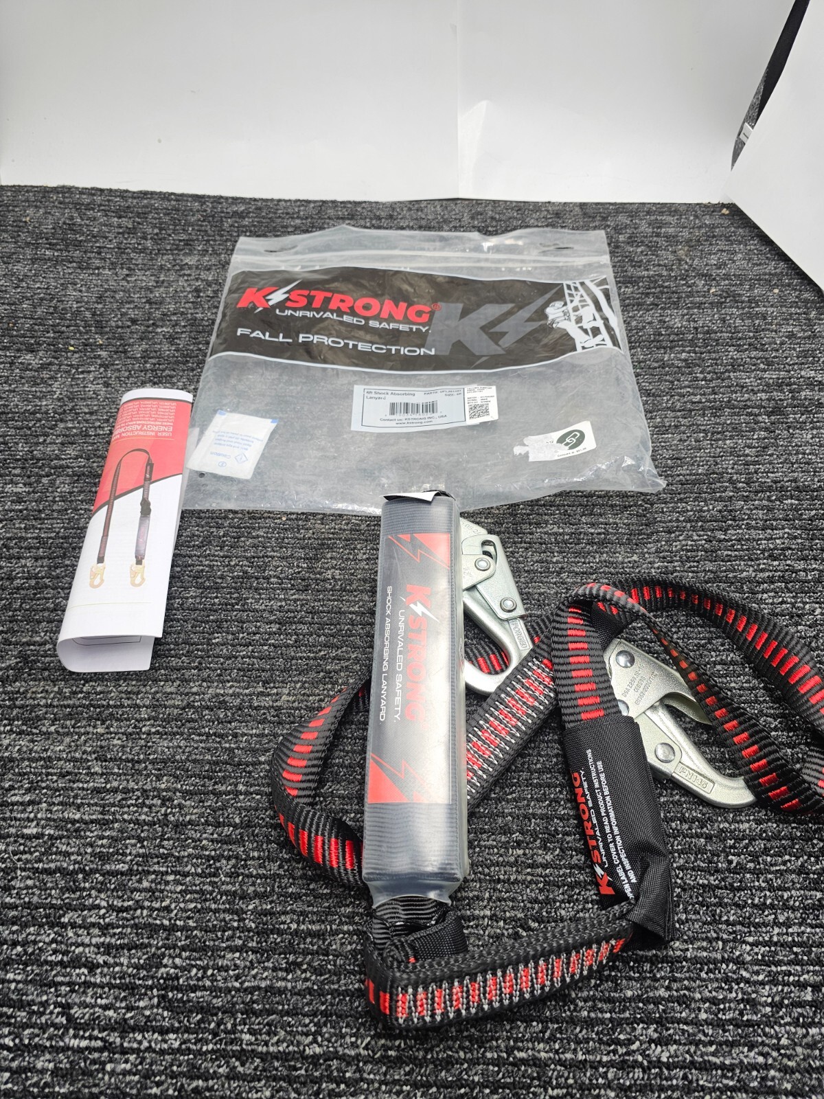 Kstrong UFL201101 6ft Shock Absorbing Lanyard Snap Hook Shock Absorbing