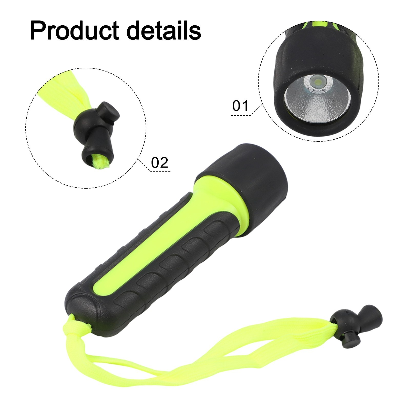 Diving Flashlight Torch 15.2x4.2cm Fluorescent Green For Hunting/rescue/camping