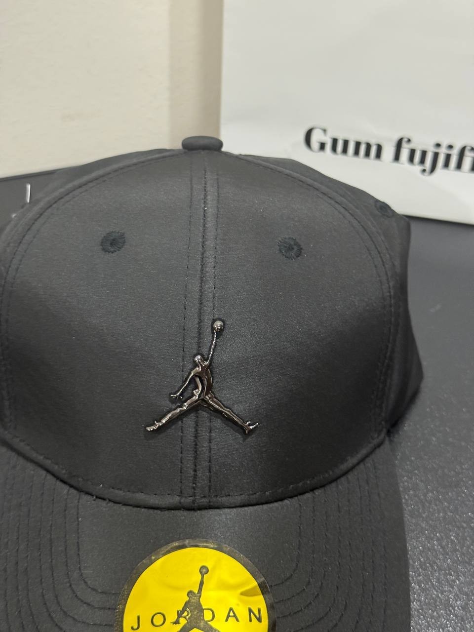 Air Jordan Men Black Snapback Cap Metal Jumpman Logo Adjustable Hat