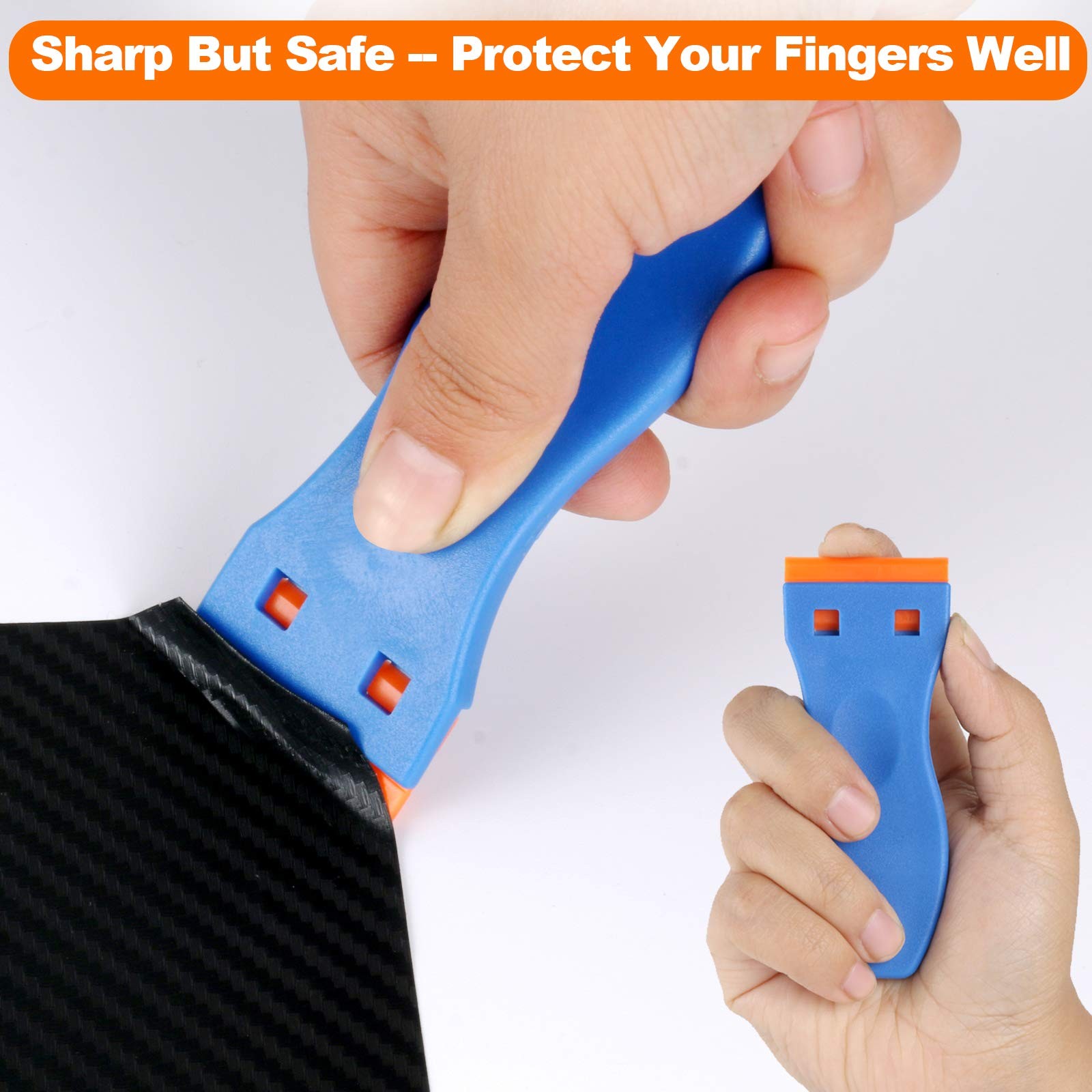 Plastic Razor Blade Scraper, 2PCS Scraper Tool with 60PCS Plastic Blades, Cle...