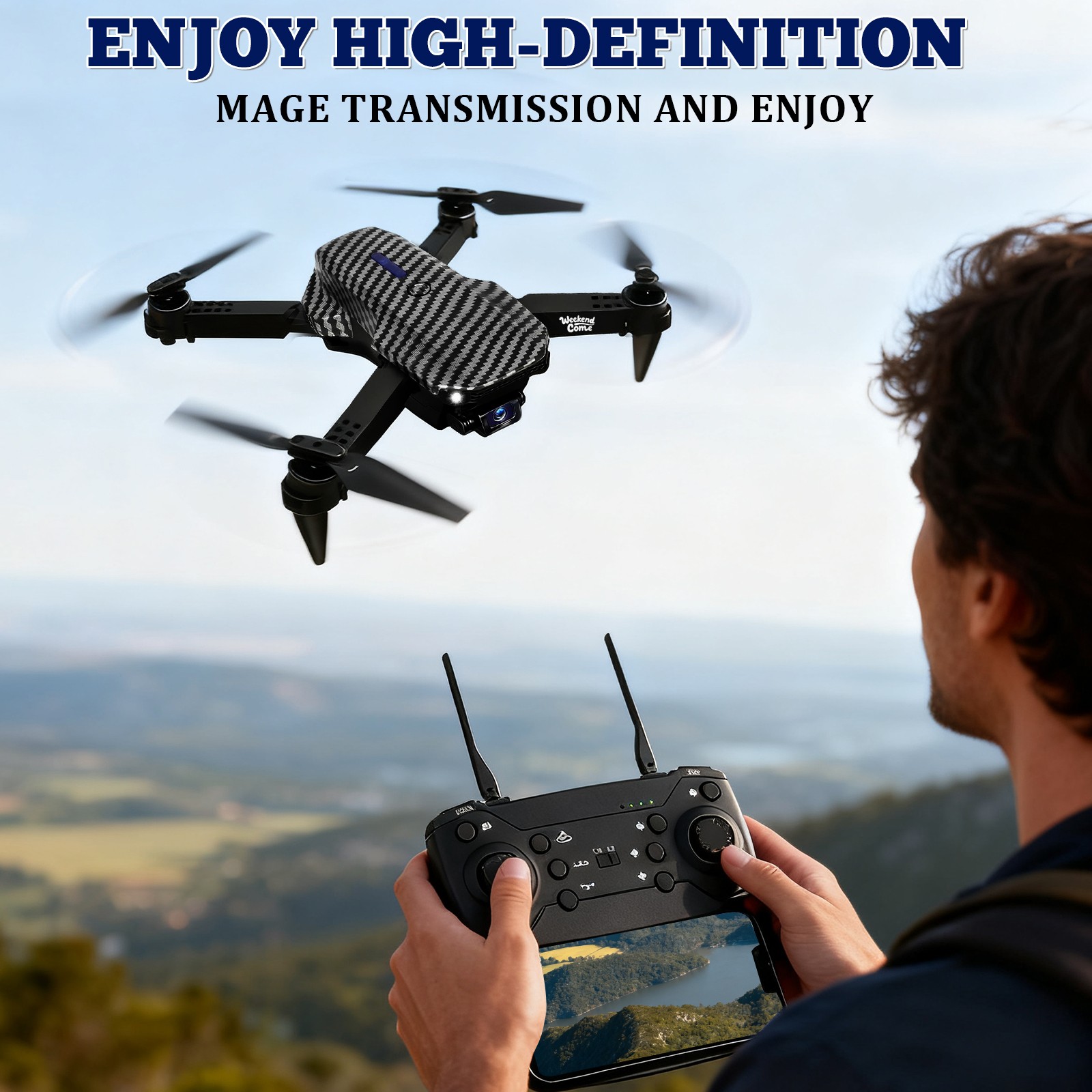 RC Drone With HD Dual Camera WiFi FPV Foldable Quadcopter Remote Control Battery