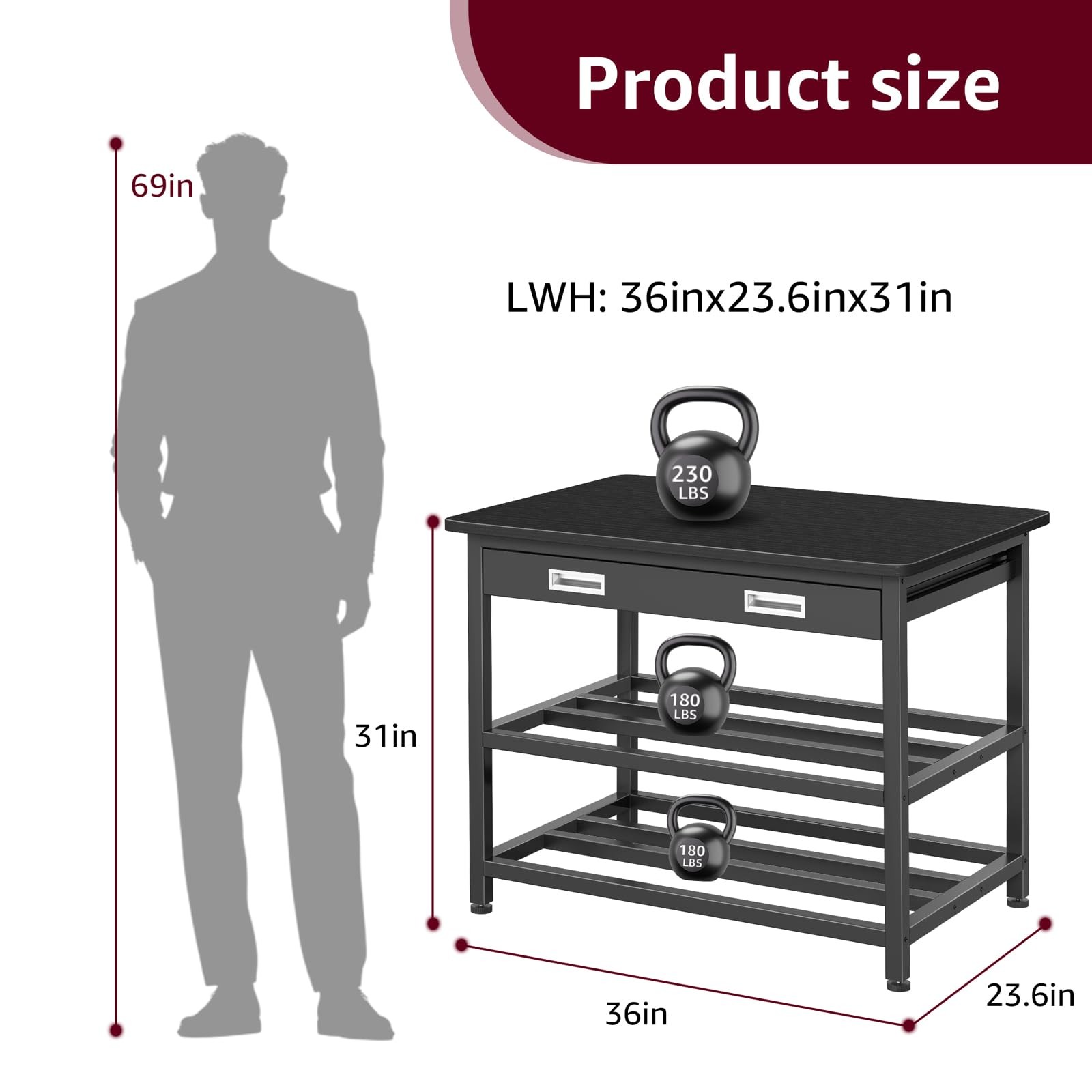 3D Printer Stand with Filament Storage - Heavy Duty 3D Printer Table with Met...