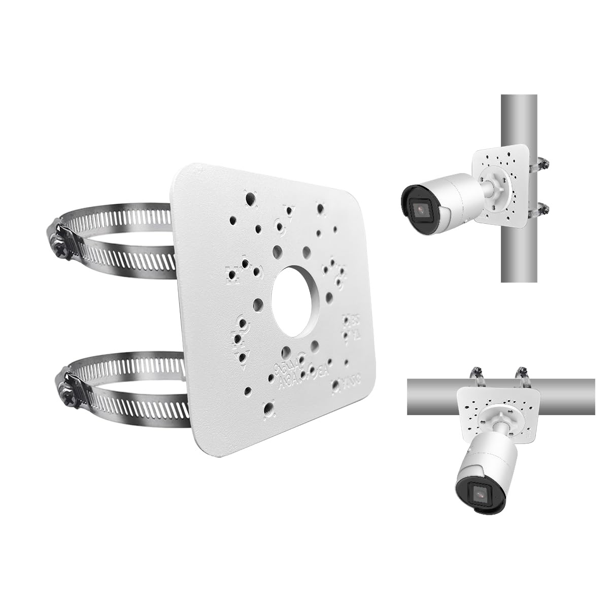 Universal Metal Security Camera Vertical Pole Mount Bracket 1 Pack, Ivory