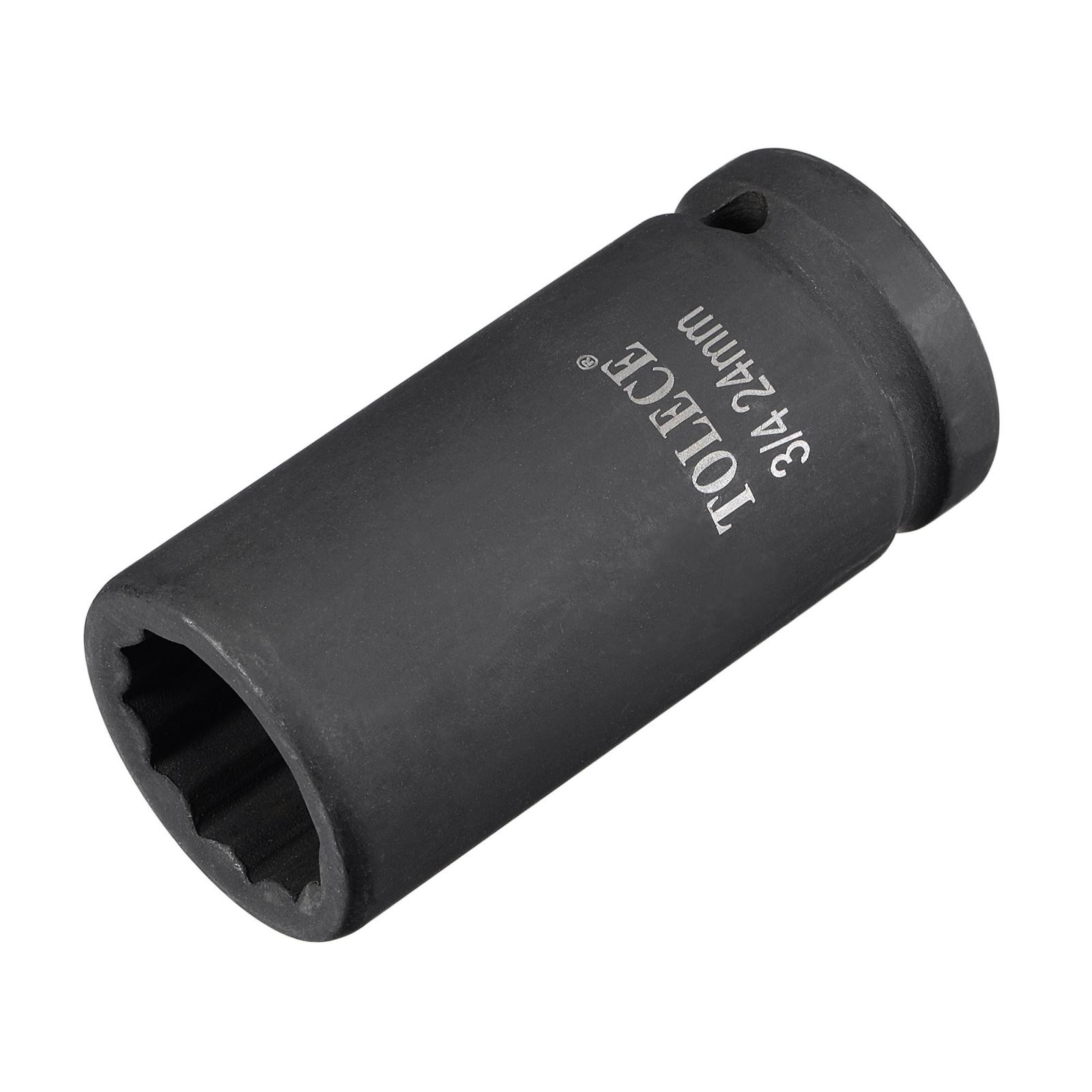 3/4-Inch Drive 24mm 12-Point Deep Impact Socket, CR-MO Steel 78mm Length, Metric