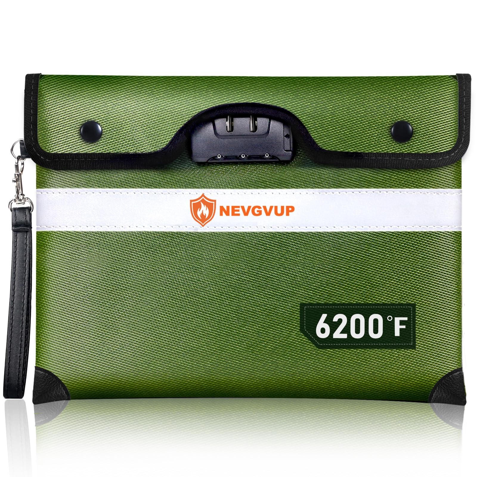 6200F Fireproof Money Bag With Lock Zipper/Reflective Strip Fire Pouch