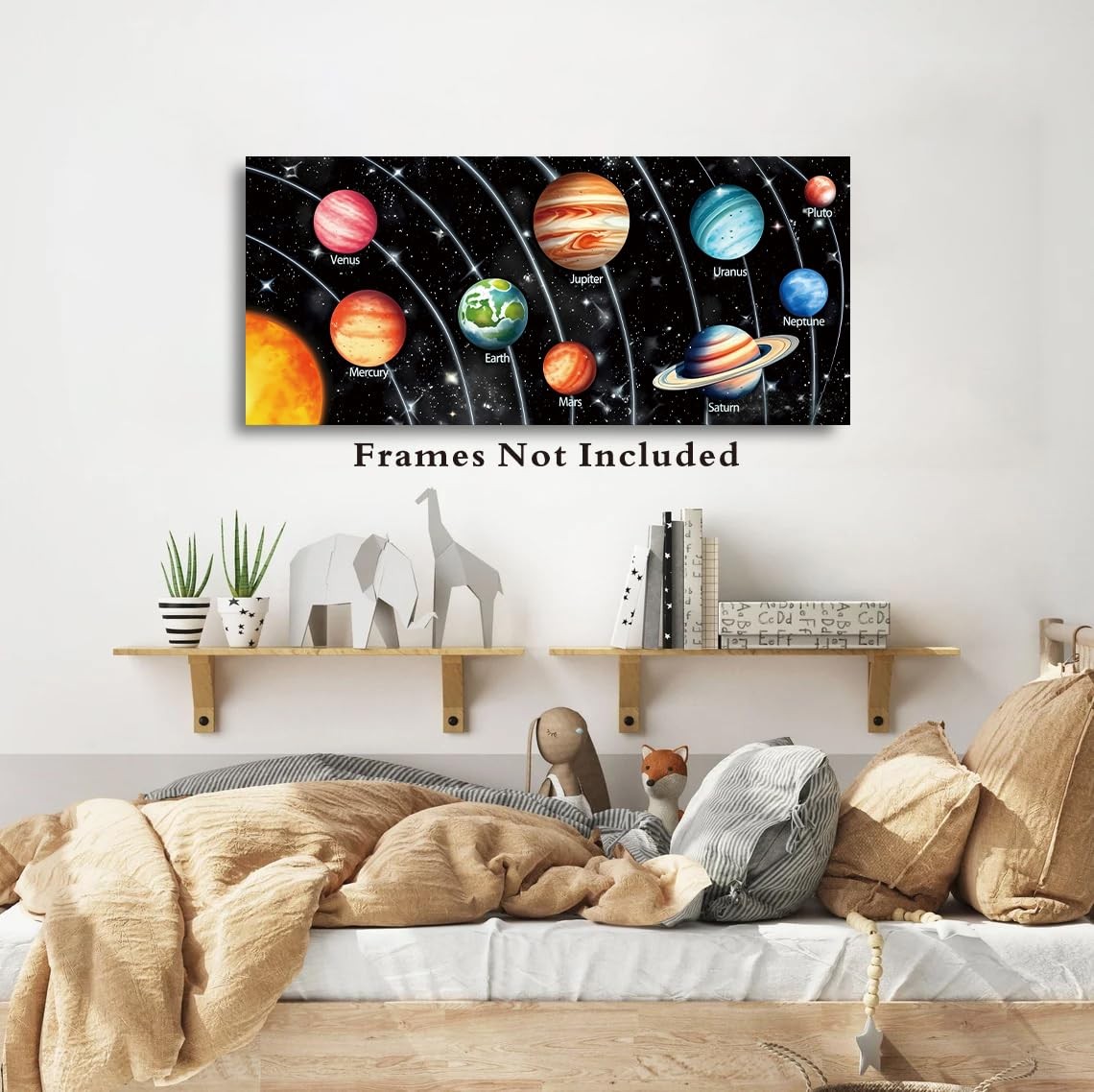 Unframed Solar System Space Canvas Art Posters-(16x36 inch)-Space and Planets Ca