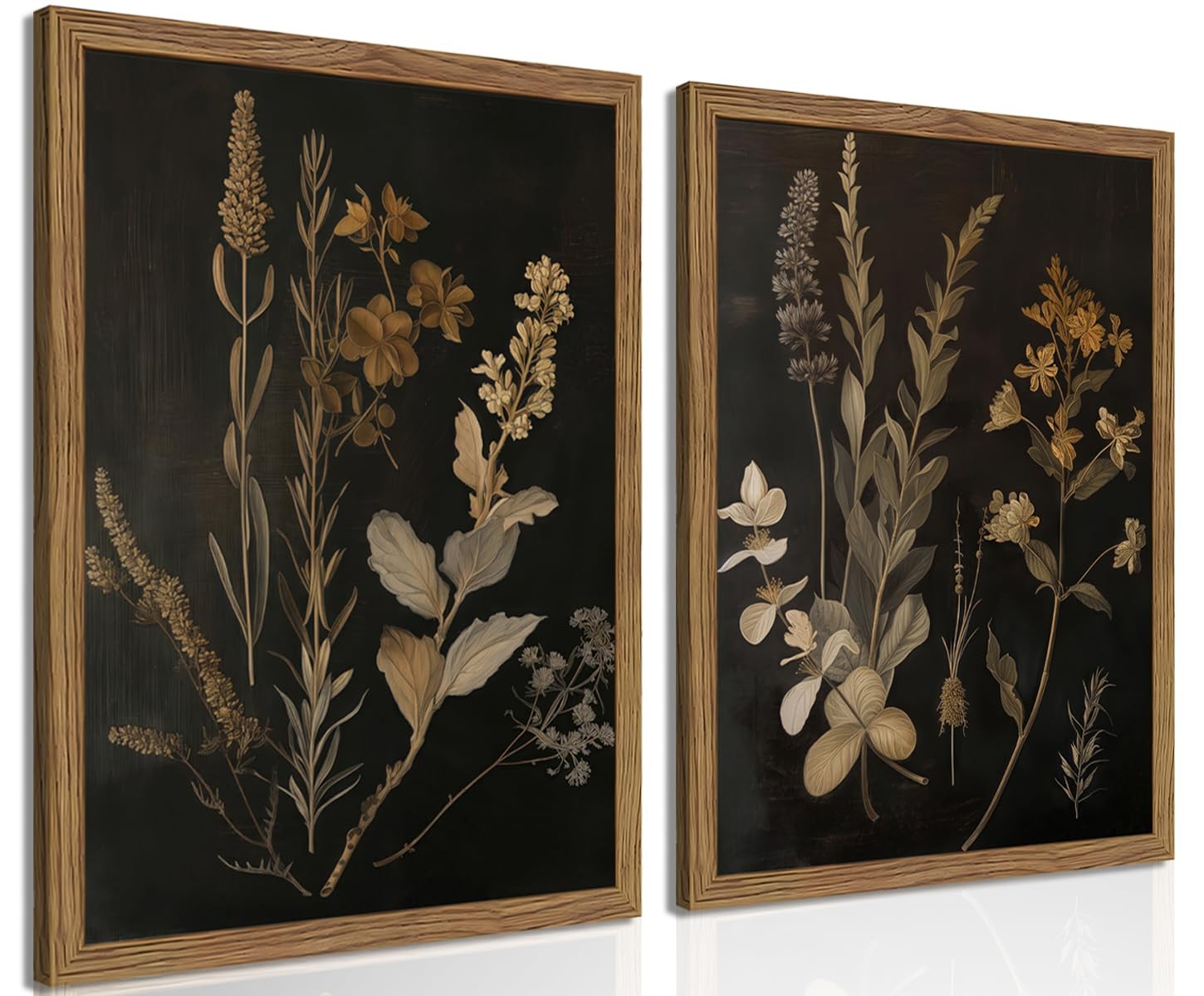 Dark Botanical Canvas Wall Art 12 X 16 Inches, Wood Father's Day Gift for Dad