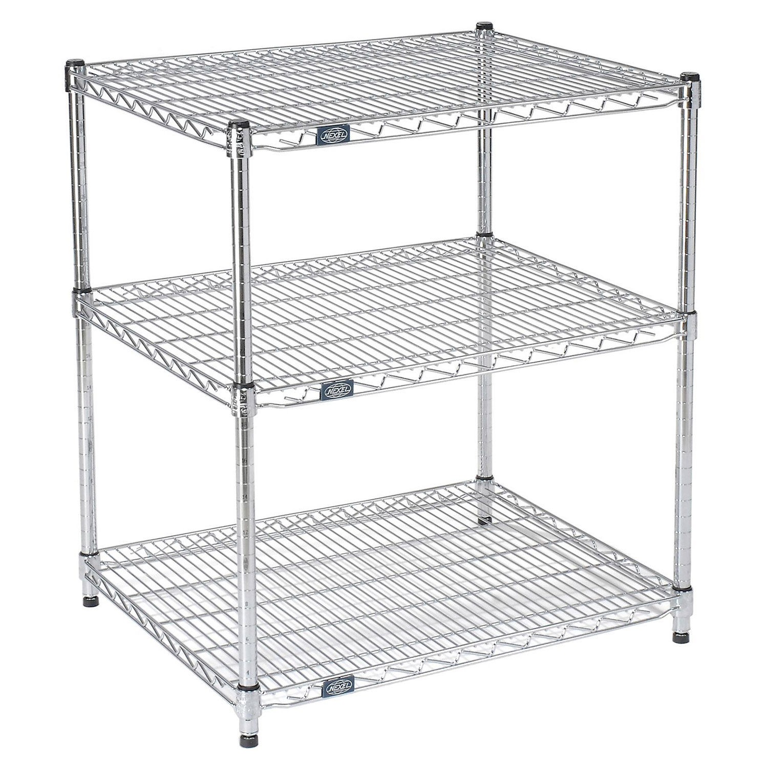 Nexel Chrome Wire Printer Stand 3-Shelf 30"W x 24"D x 34"H