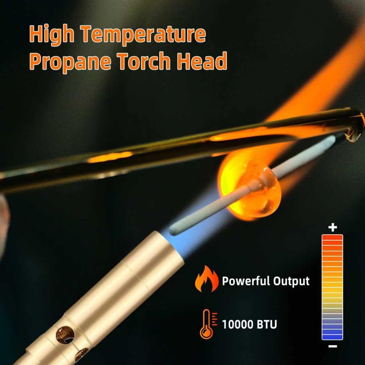 DOMINOX Propane Torch Head, Manual Start Solid Brass Brazing Fuel Gold