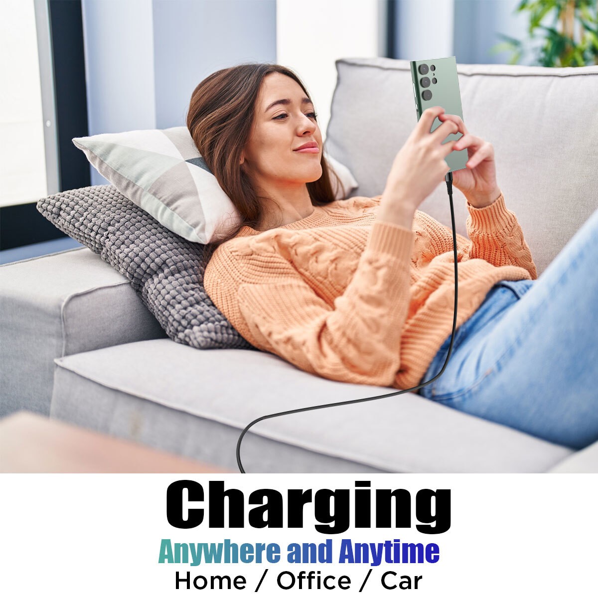 100W 3FT LED Braided Fast Charging Type-C Cable For Samsung S24 S25 Ultra SONY