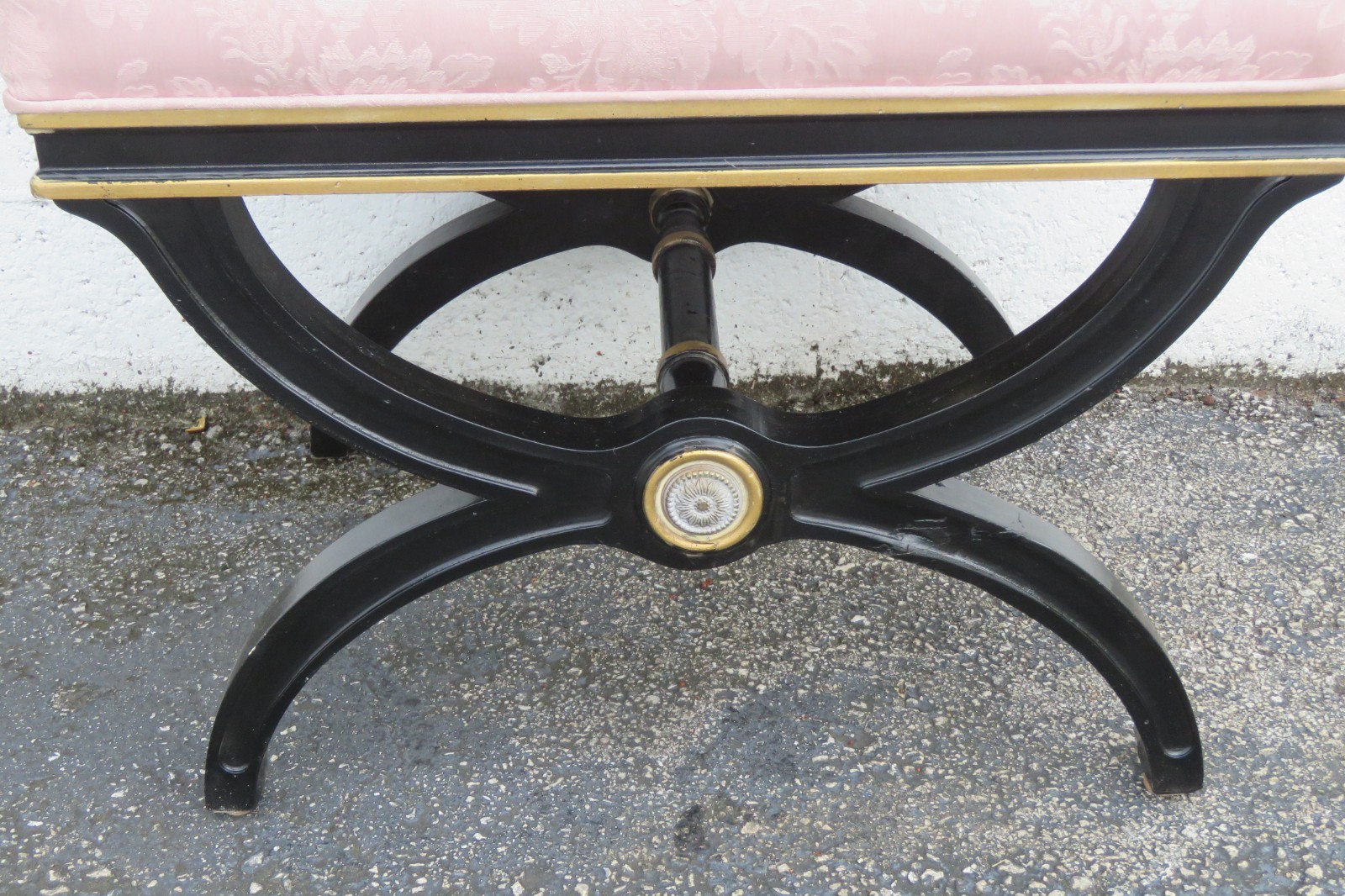 Hollywood Regency Painted Vanity Ottoman Footstool 6124