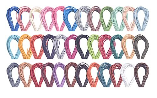 10 Colors Round Jewelry Real Leather Cord, Leather String for 1.5mm 50 Yards