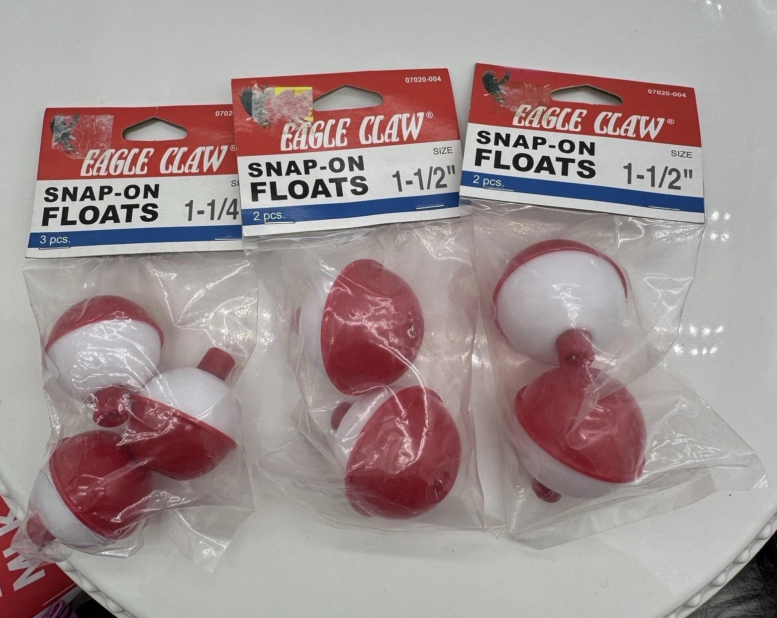 Vintage Eagle Claw Snap-On Fishing Floats Lot Of 3 Packs Bobbers New
