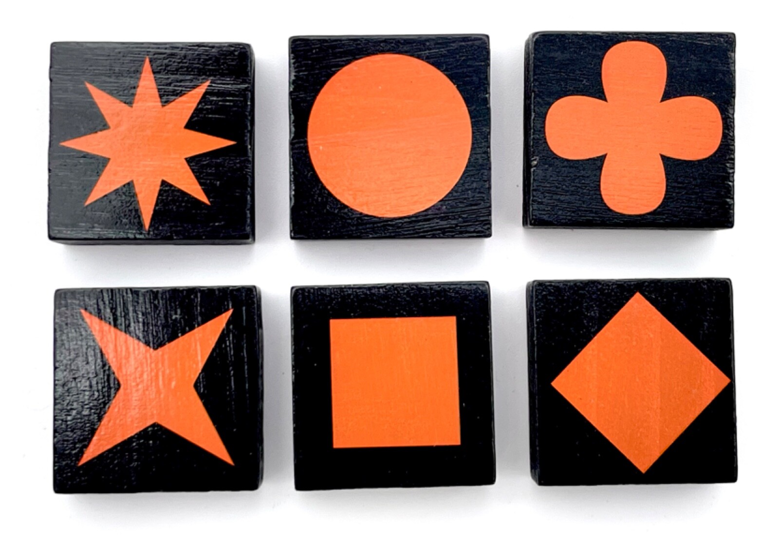 Qwirkle Wood Blocks - Set of 6 Orange Shapes - Game Replacement Parts