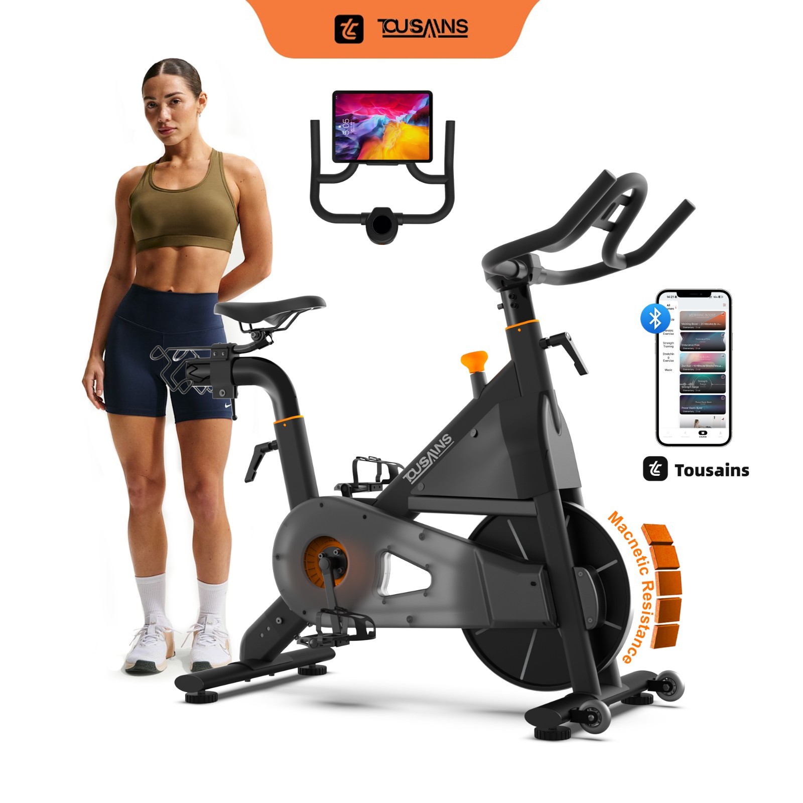 Magnetic Exercise Bike with 32-Level Resistance & Free AI Coach, 330LBS Capacity