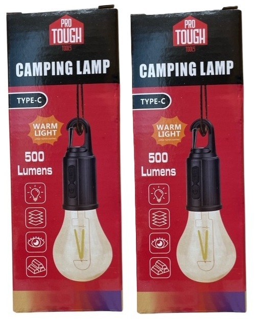 Lot 2 Pro Tough Tools Rechargeable Camping Lamp 500 Lumen Emergency Patio Tent