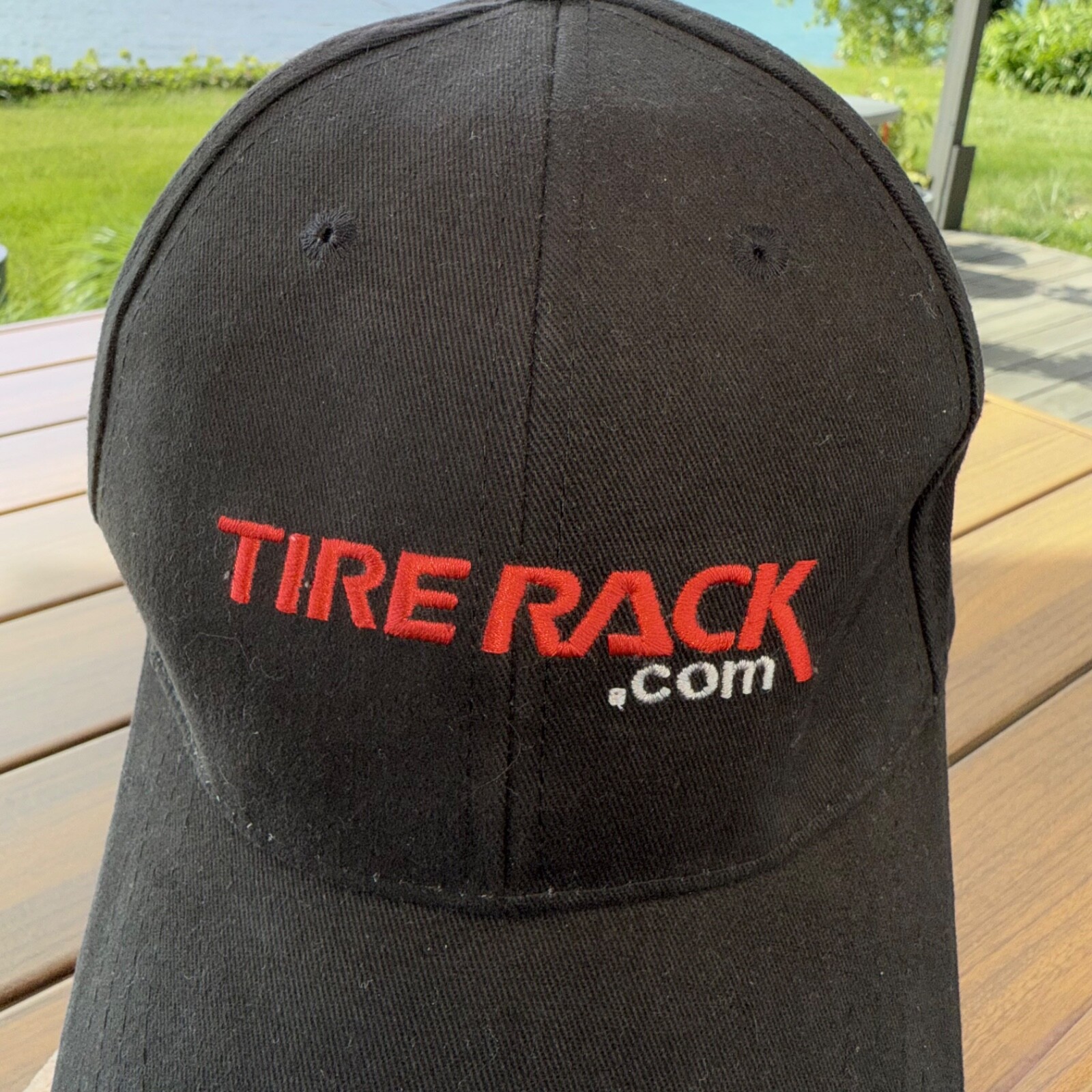 Tire Rack.com in Red on Black Hat Cap Strap Buckle Cotton