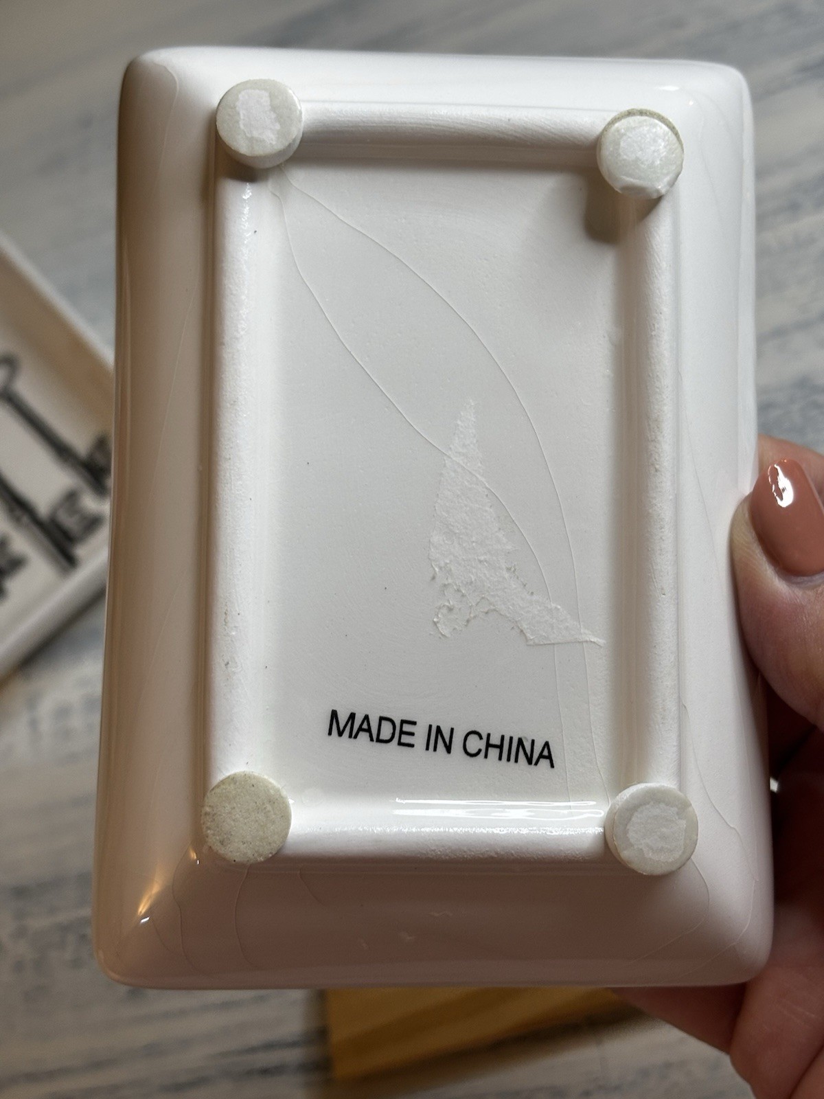White Ceramic Trinket Dish With Key Design