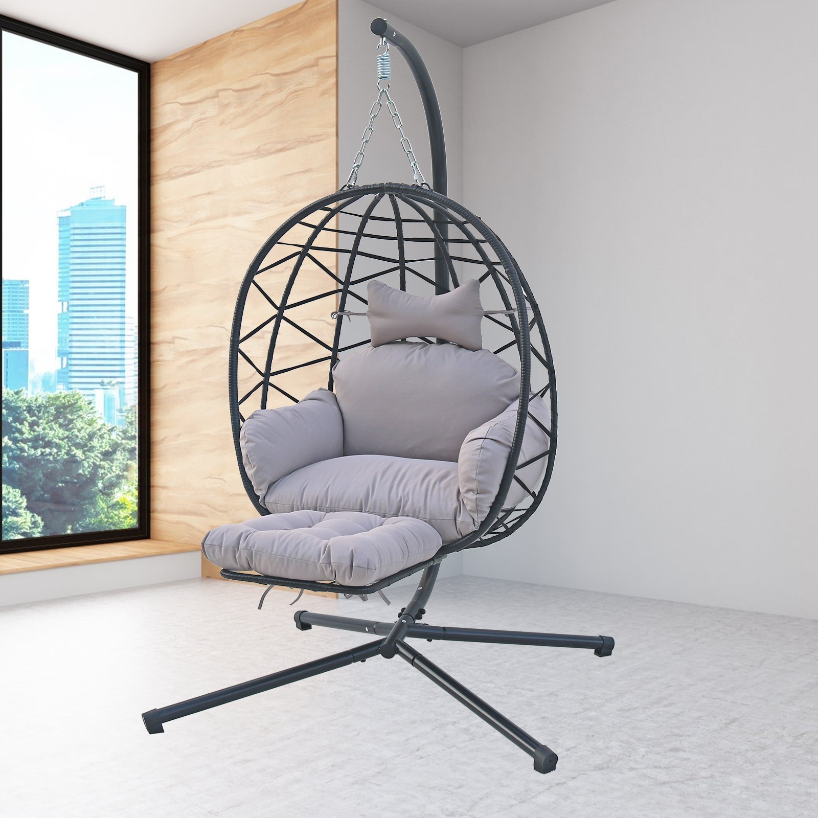 Hanging Egg Chair with Stand Leg RestOutdoor w/ Swinging Chair Indoor Woven