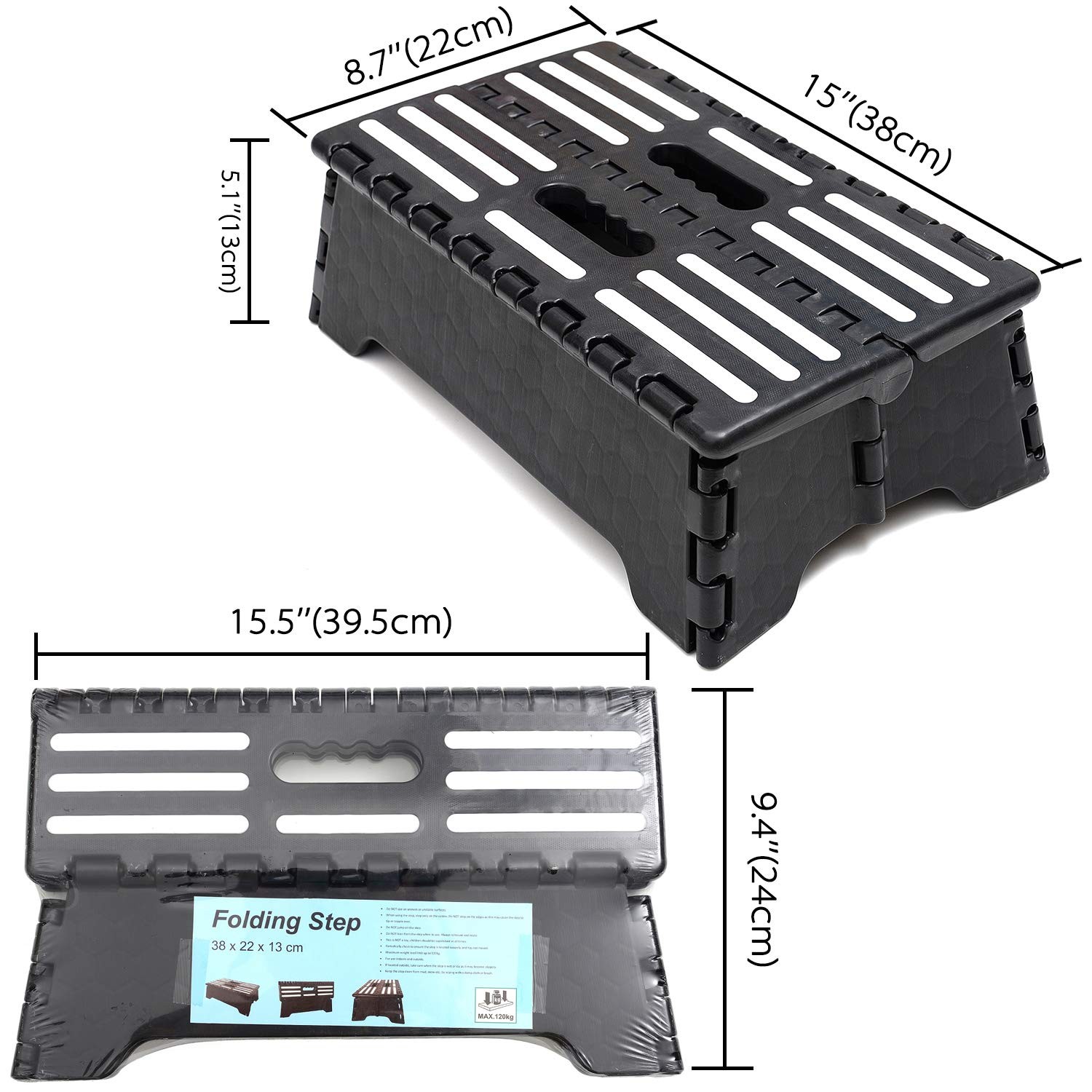 5 Inch Folding Step Stool - Portable Step Stool for Adults - Stepping Stool for