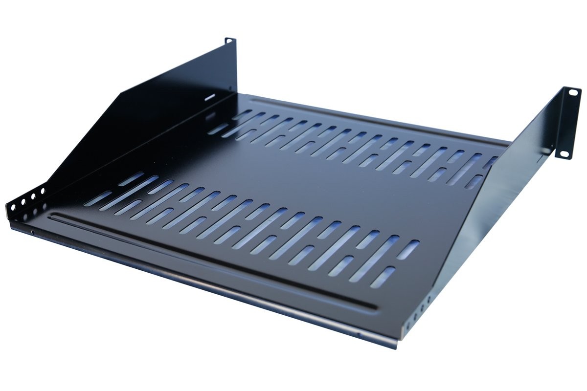 19" Vented Steel 2 Space 2U Rack Mount Cantilever Network Shelf 14" Deep