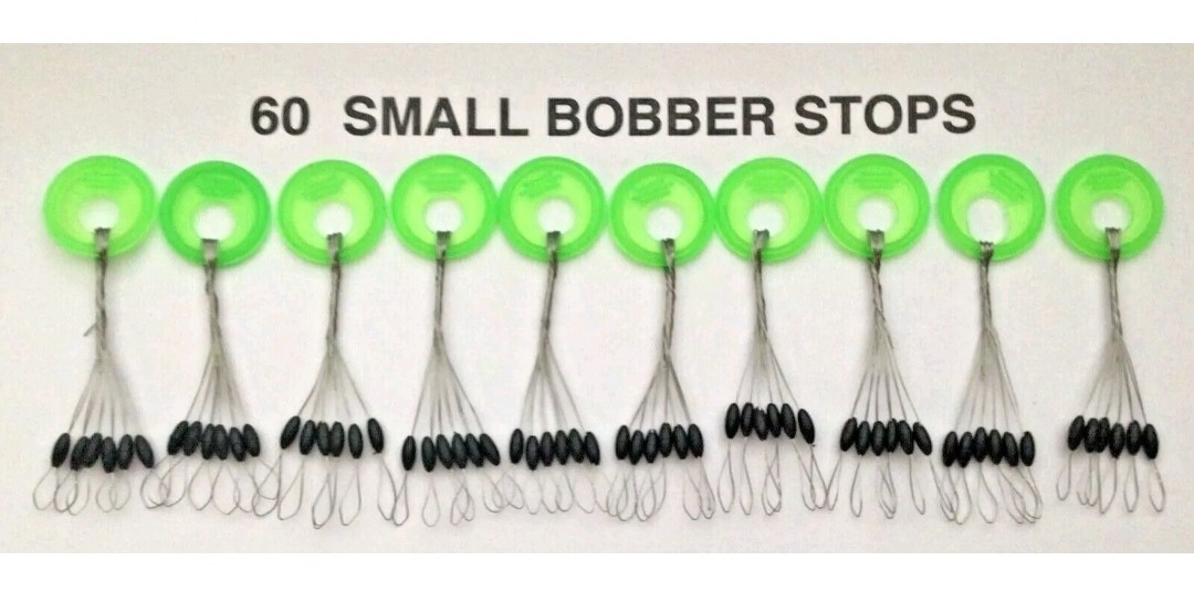SIZE SMALL BOBBER STOPPERS ( BLACK 60 PCS 10 RINGS)  stops,