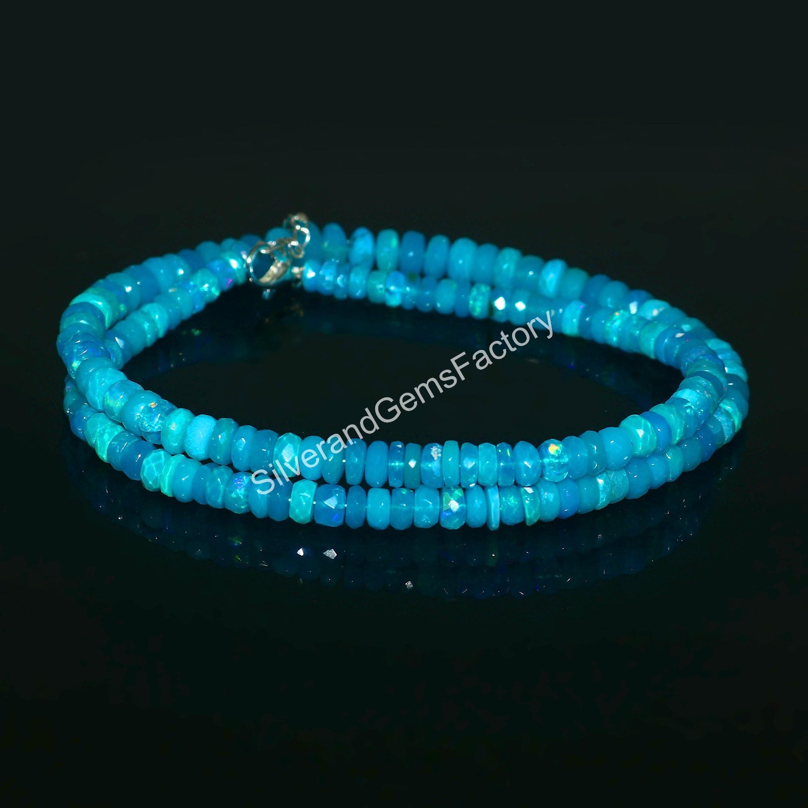 Natural  Opal Beads Blue Opal Bead Faceted Rondelle Gift  For Sister 6405