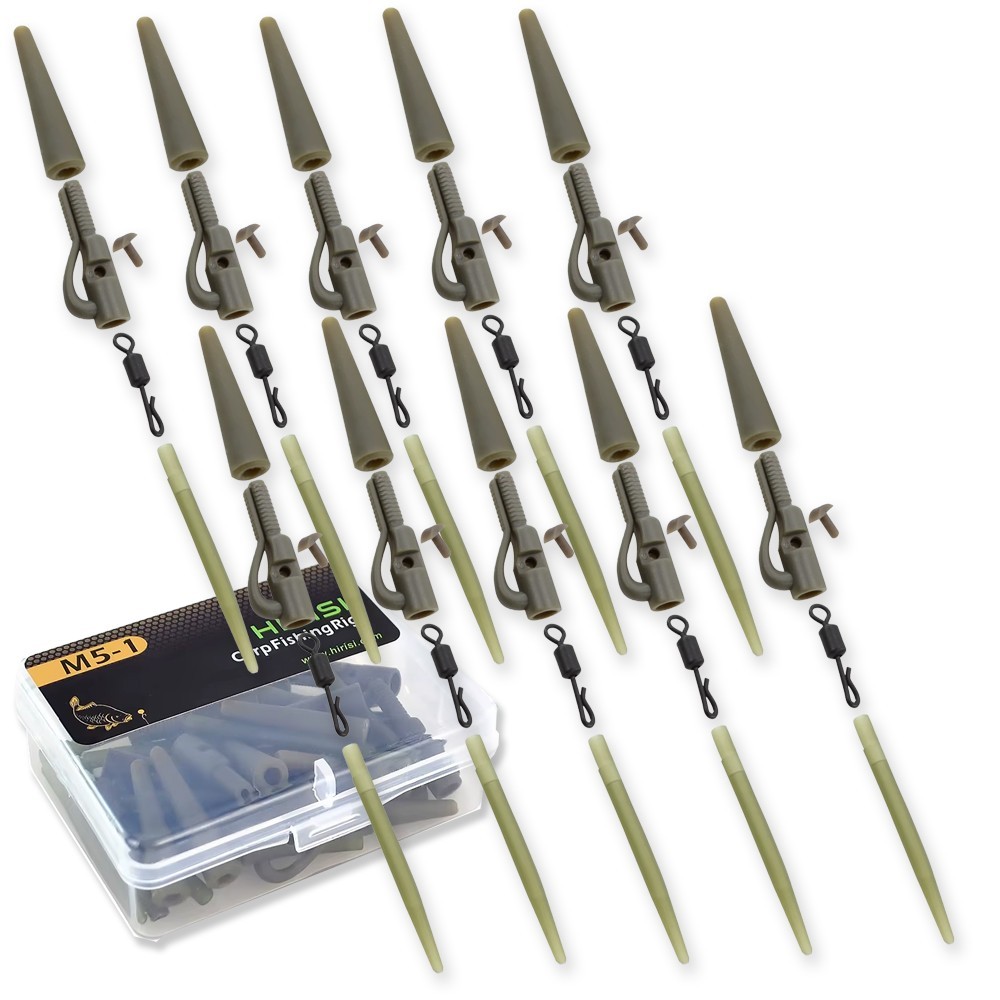 Carp Fishing Safety Lead Clip Set Anti Tangle Sleeves Tail Rubbers Swivels 40pcs