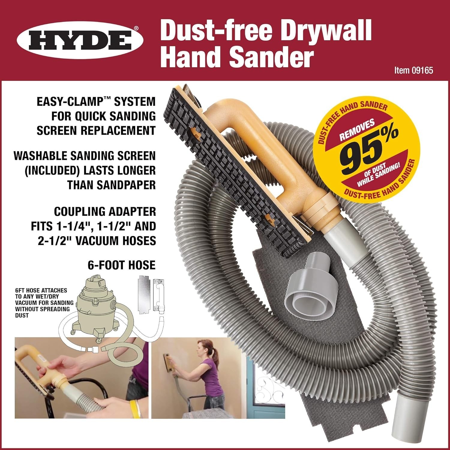 Versatile Dust-Free Hand Sander with 6' Hose: Protects Your Space Effortlessly