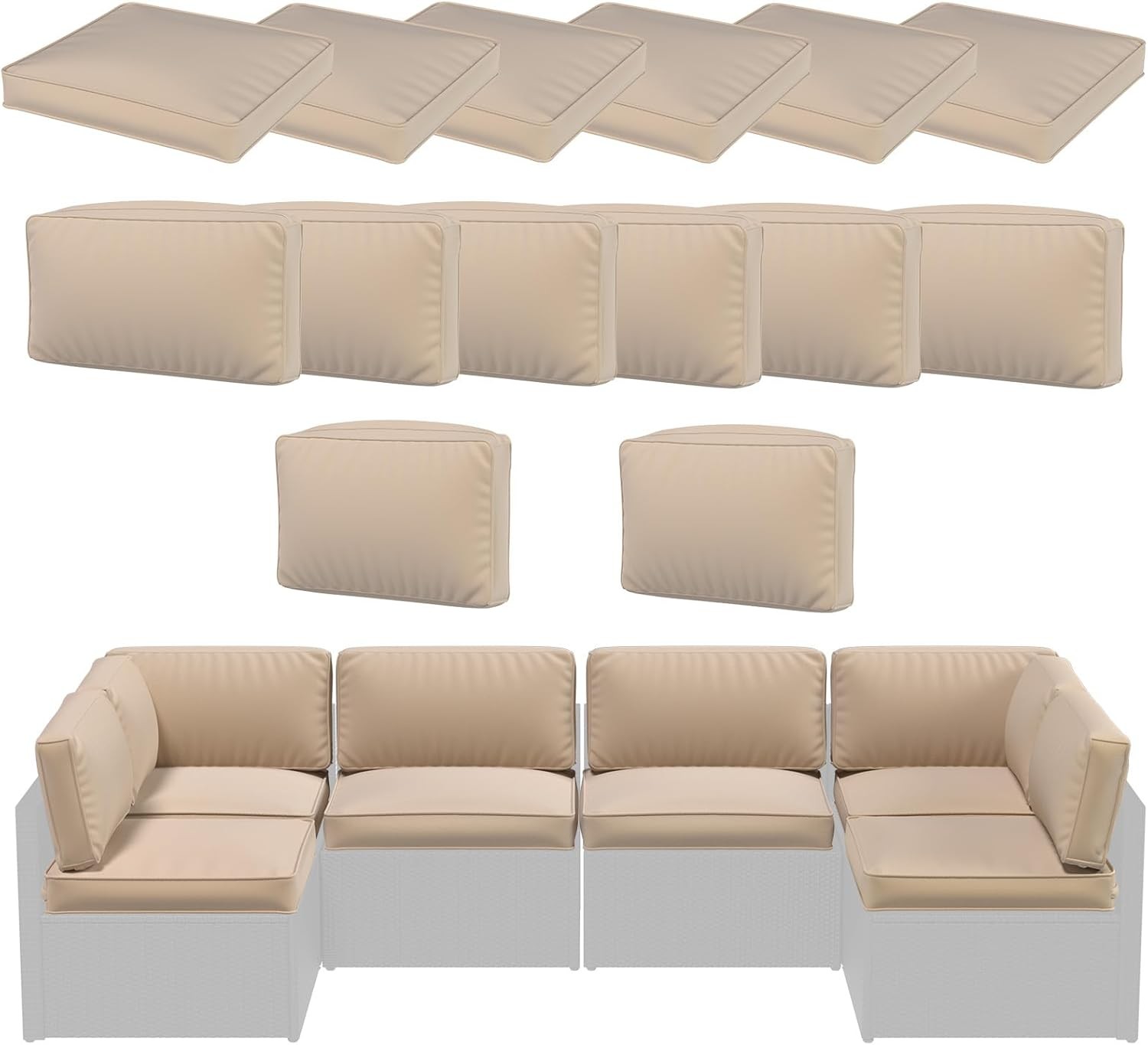 Outdoor Cushions for Patio Furniture 14PCS Cushion Covers Replacement w/ Zipper
