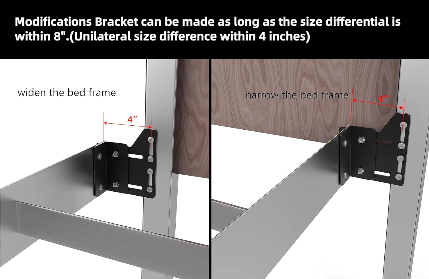 2 Pcs Bed Frame Brackets Adapter for Headboard Extra, Heavy Duty Bed Modificatio