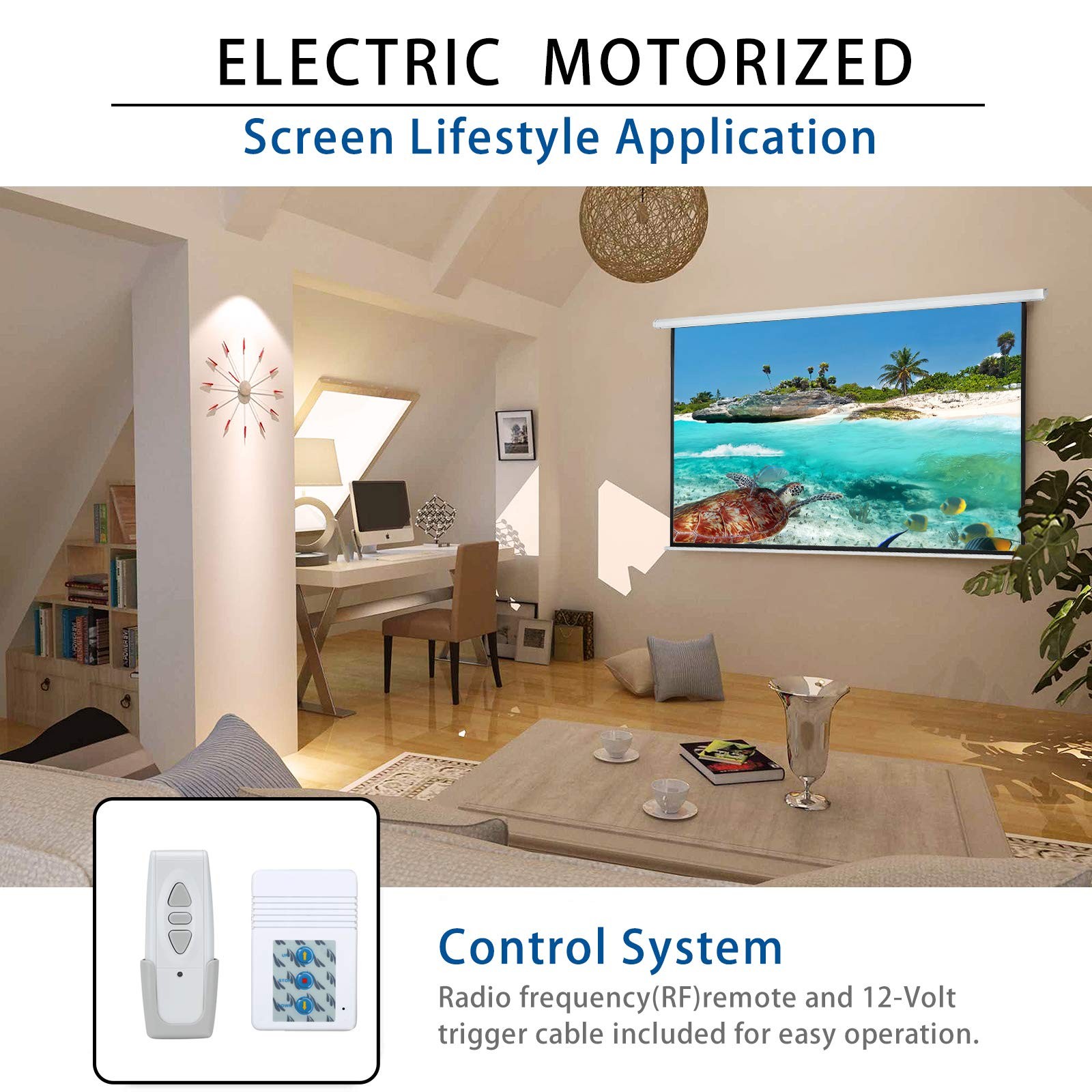 120" Motorized Projector Screen Electric Diagonal Automatic Projection 4:3 HD...