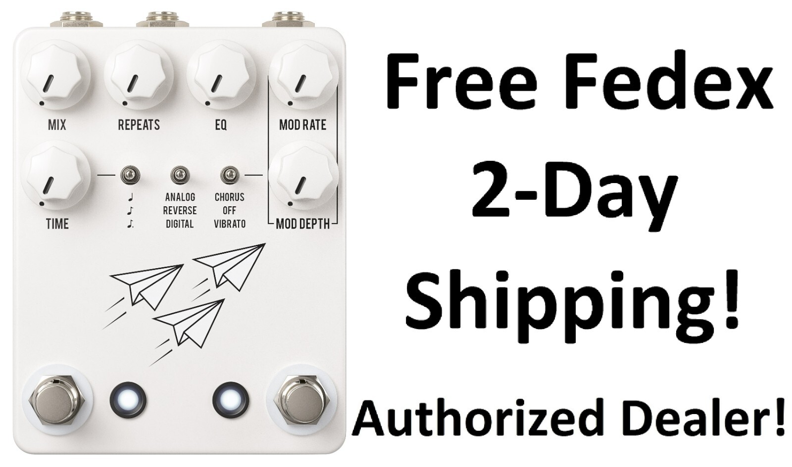 New JHS Flight Delay Guitar Effects Pedal White