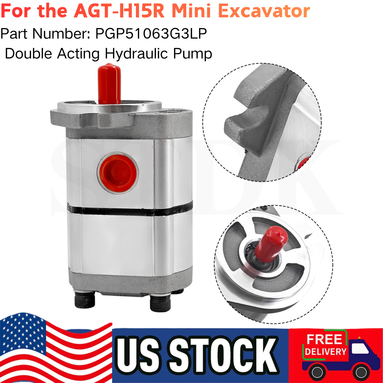 NEW Hydraulic Pump Double Acting Two Section for AGT-H15R Mini Excavators
