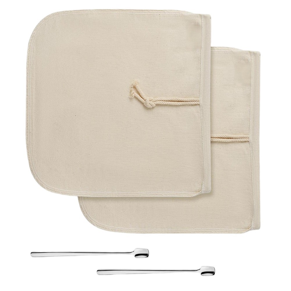 Organic Cotton Cold Brew Coffee Bags Set of 2 Reusable Filters for Brewing