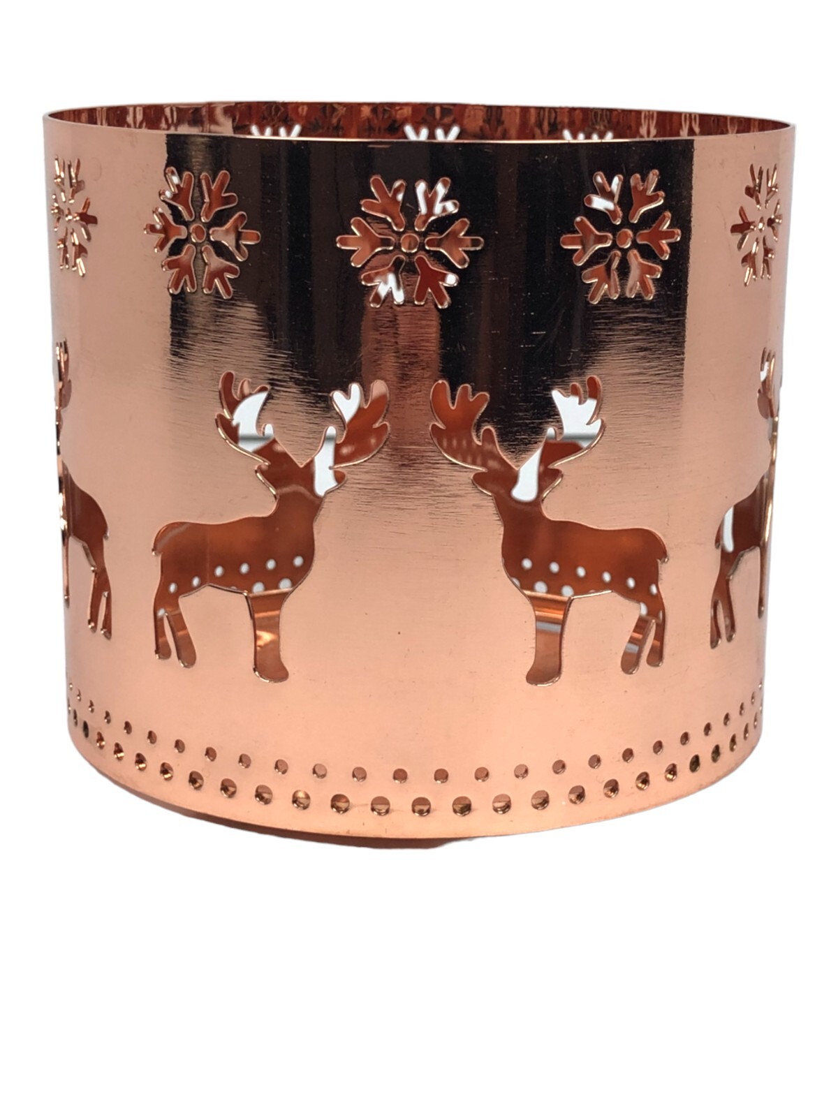 Rustic Copper Reindeer &Snowflake Cut-Out Candle Holder Holiday Home Decor